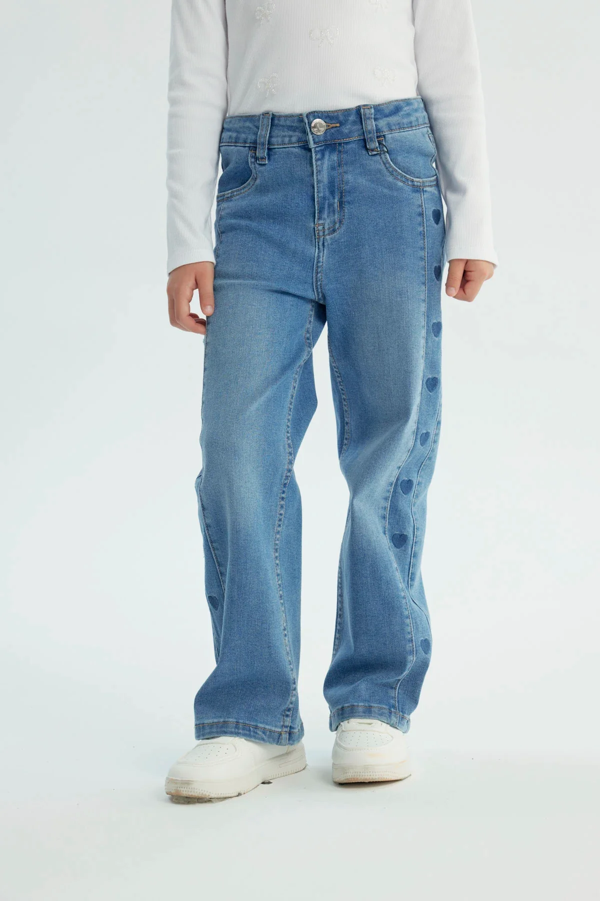Jeans Niña Wide Leg Azul