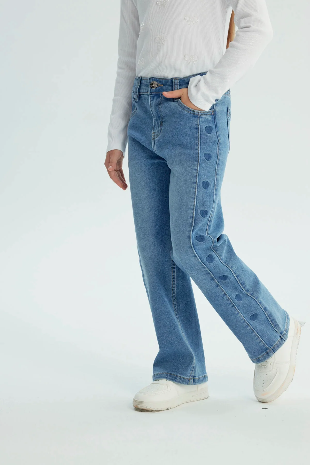 Jeans Niña Wide Leg Azul - Image 2