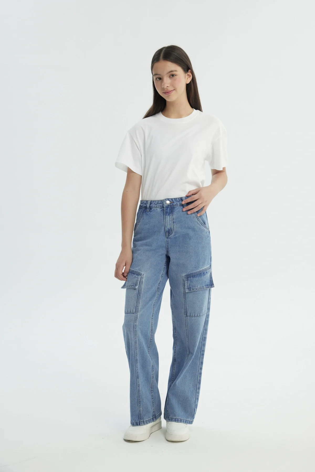 Jeans Niña Wide Leg Azul - Image 4