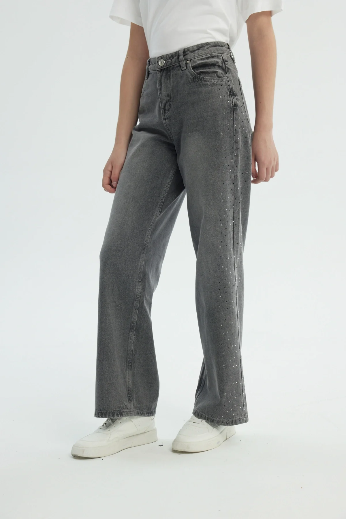 Jeans Niña Wide Leg Gris - Image 2
