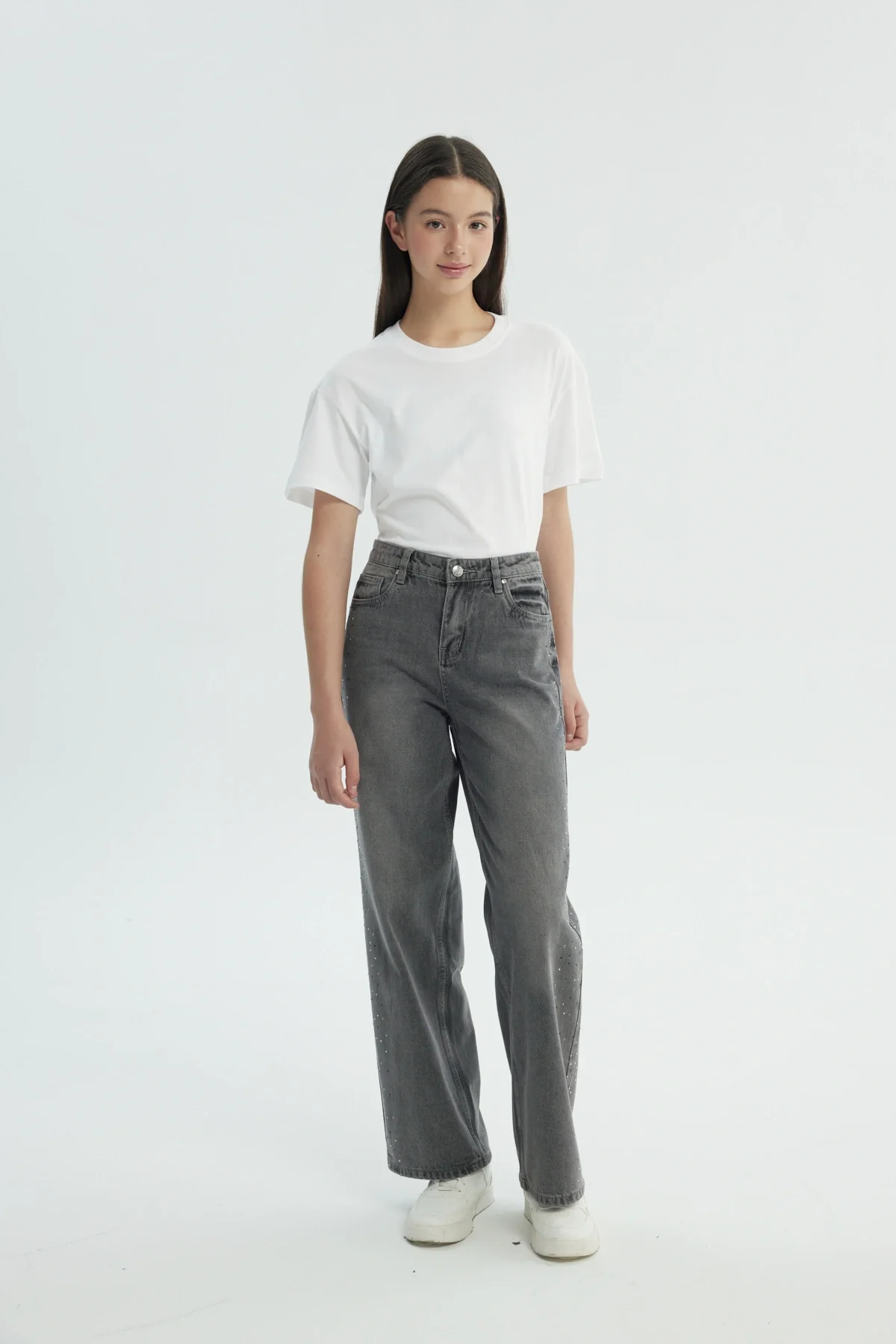 Jeans Niña Wide Leg Gris - Image 4