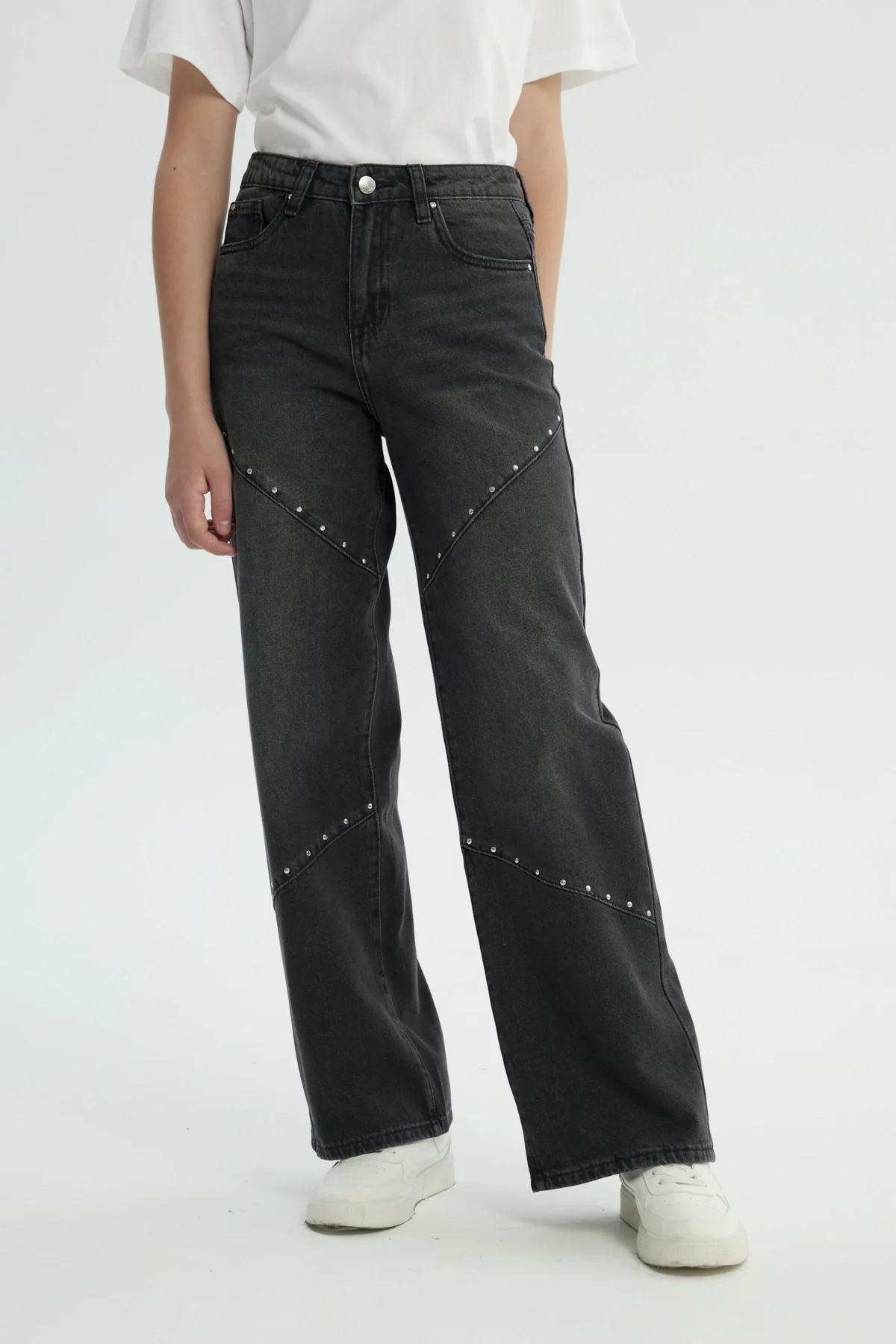 Jeans Niña Wide Leg Gris