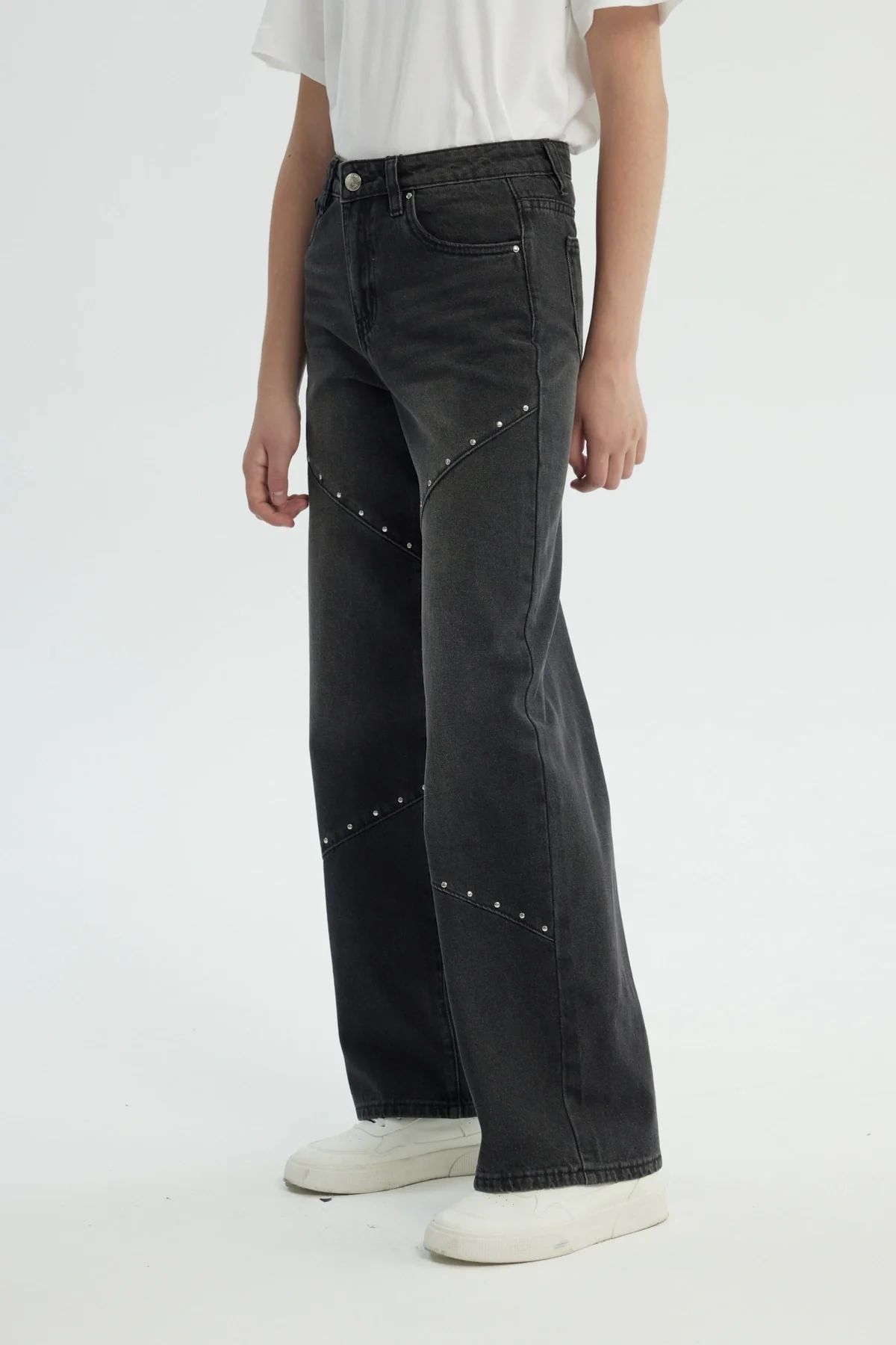 Jeans Niña Wide Leg Gris - Image 2