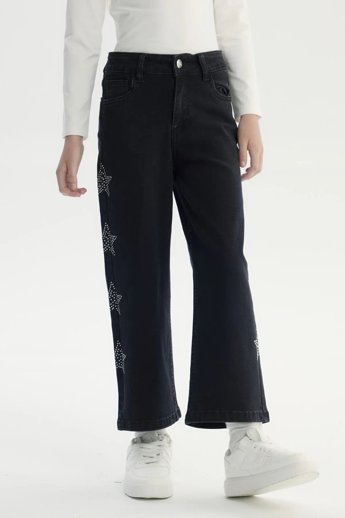 Jeans Niña Wide Leg Negro
