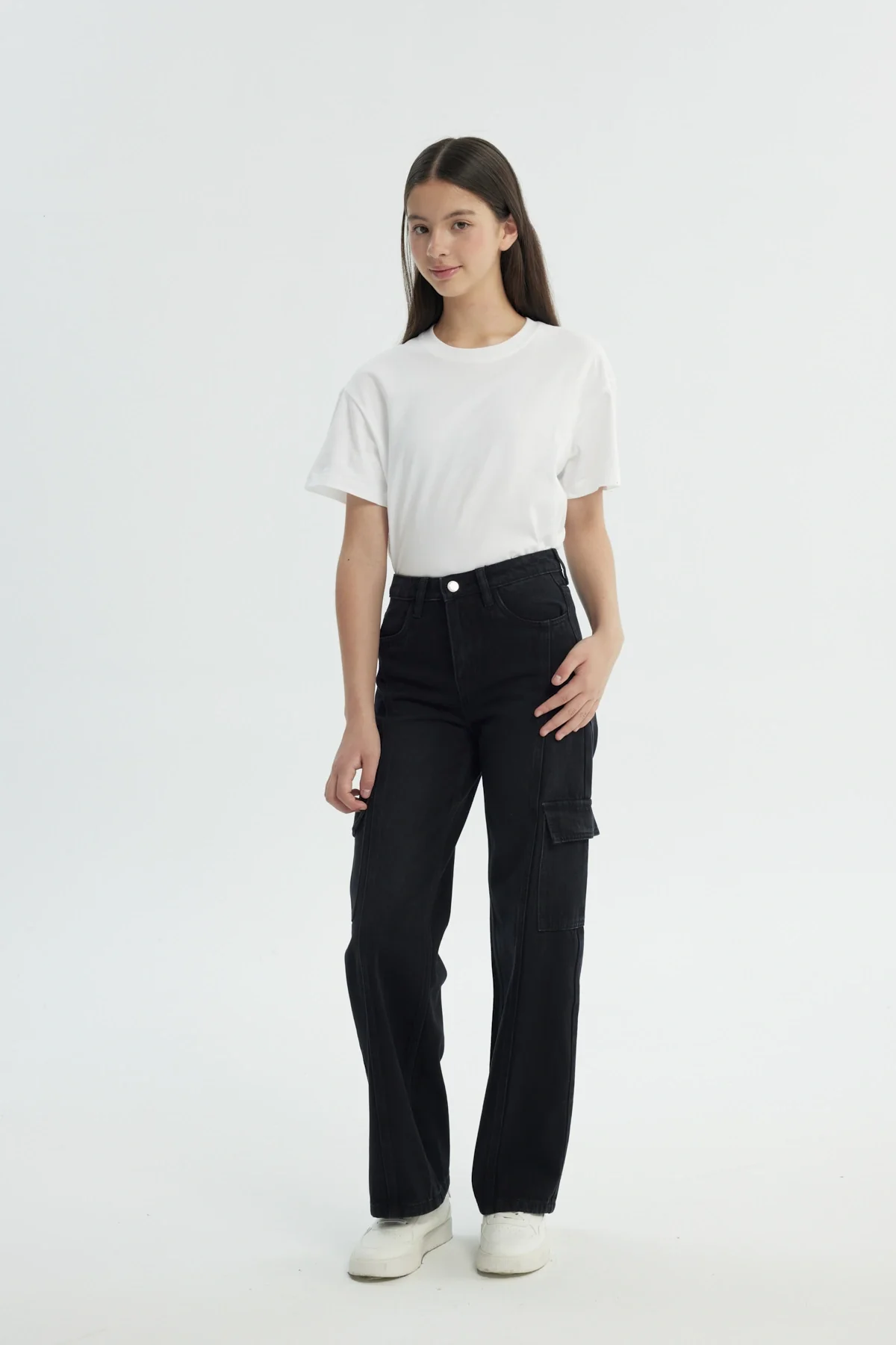 Jeans Niña Wide Leg Negro - Image 4