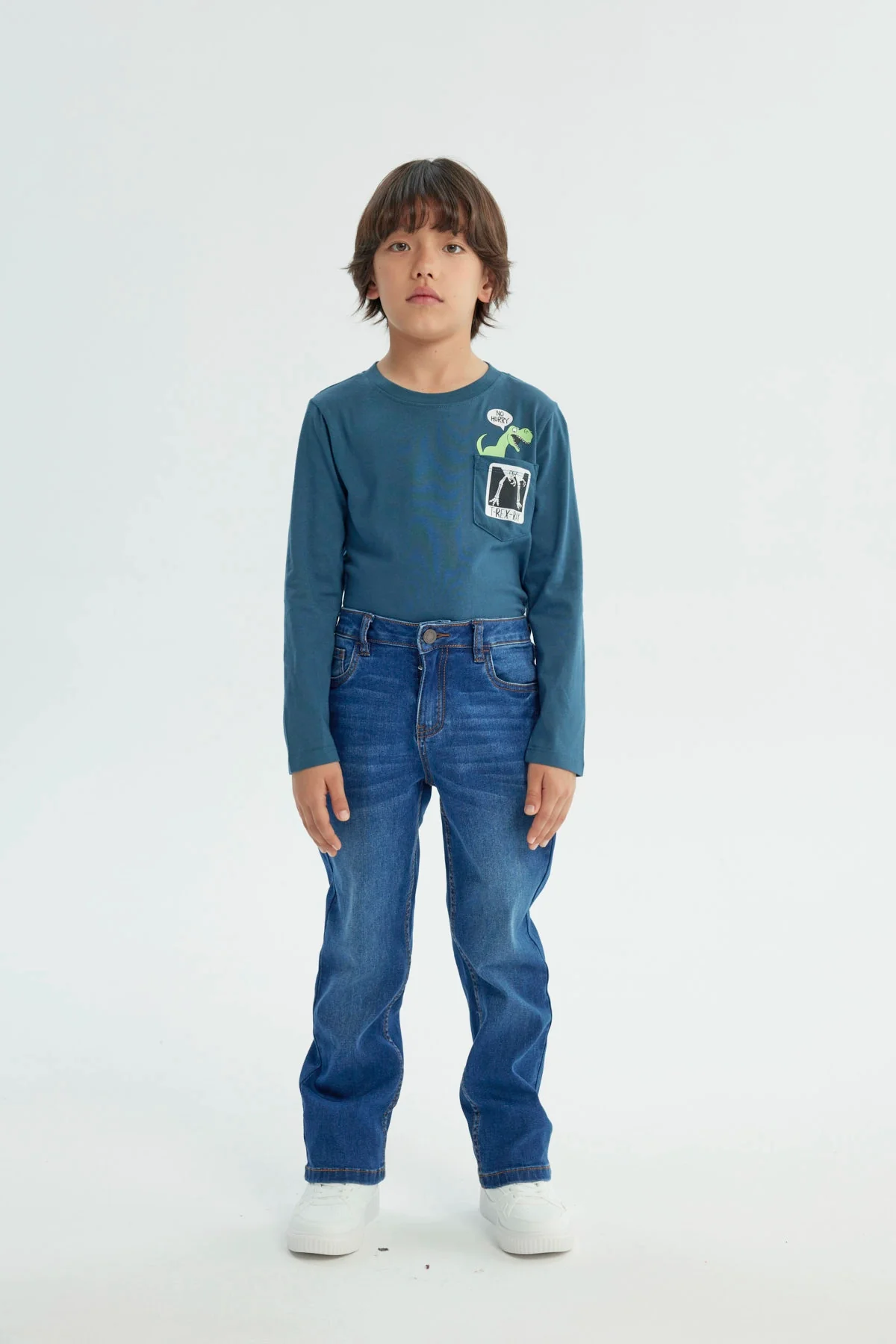 Jeans Niño Calce Recto Azul Oscuro - Image 4
