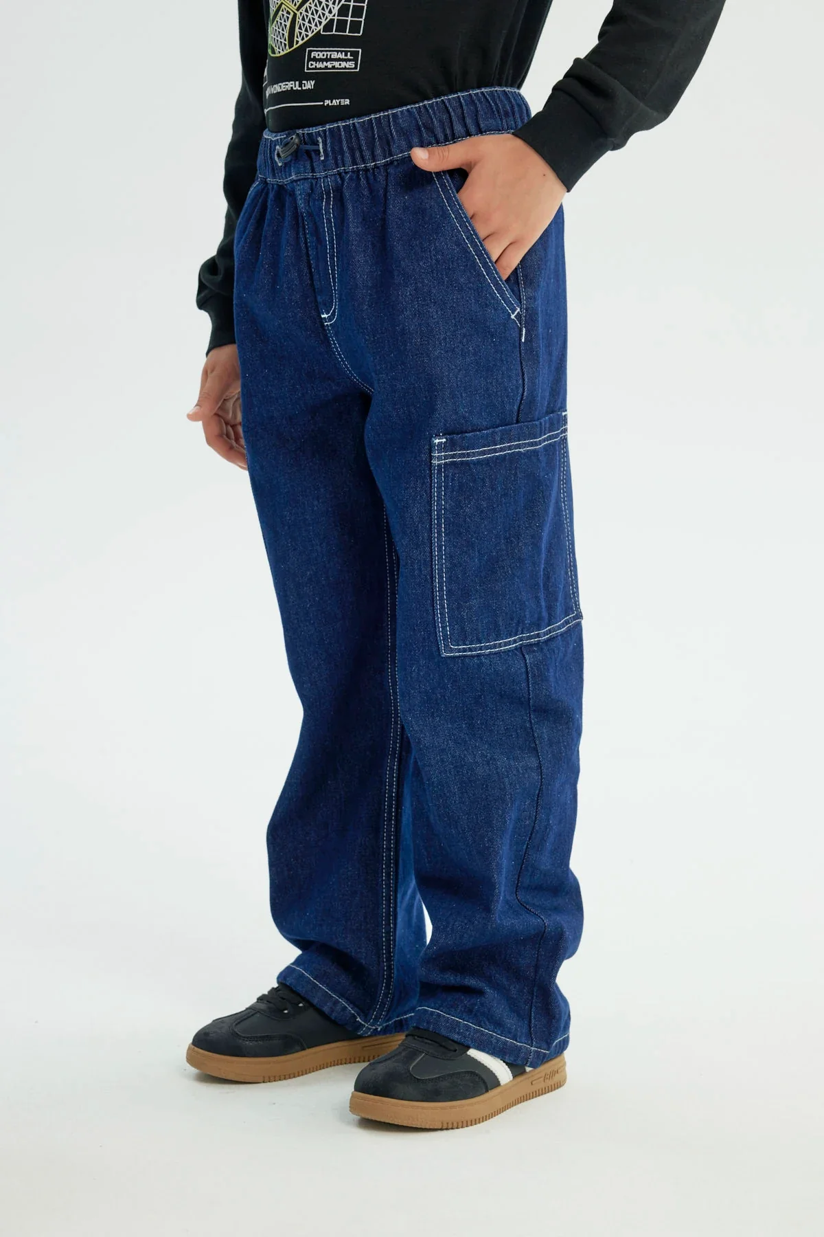 Jeans Niño Calce Recto Azul Oscuro - Image 2