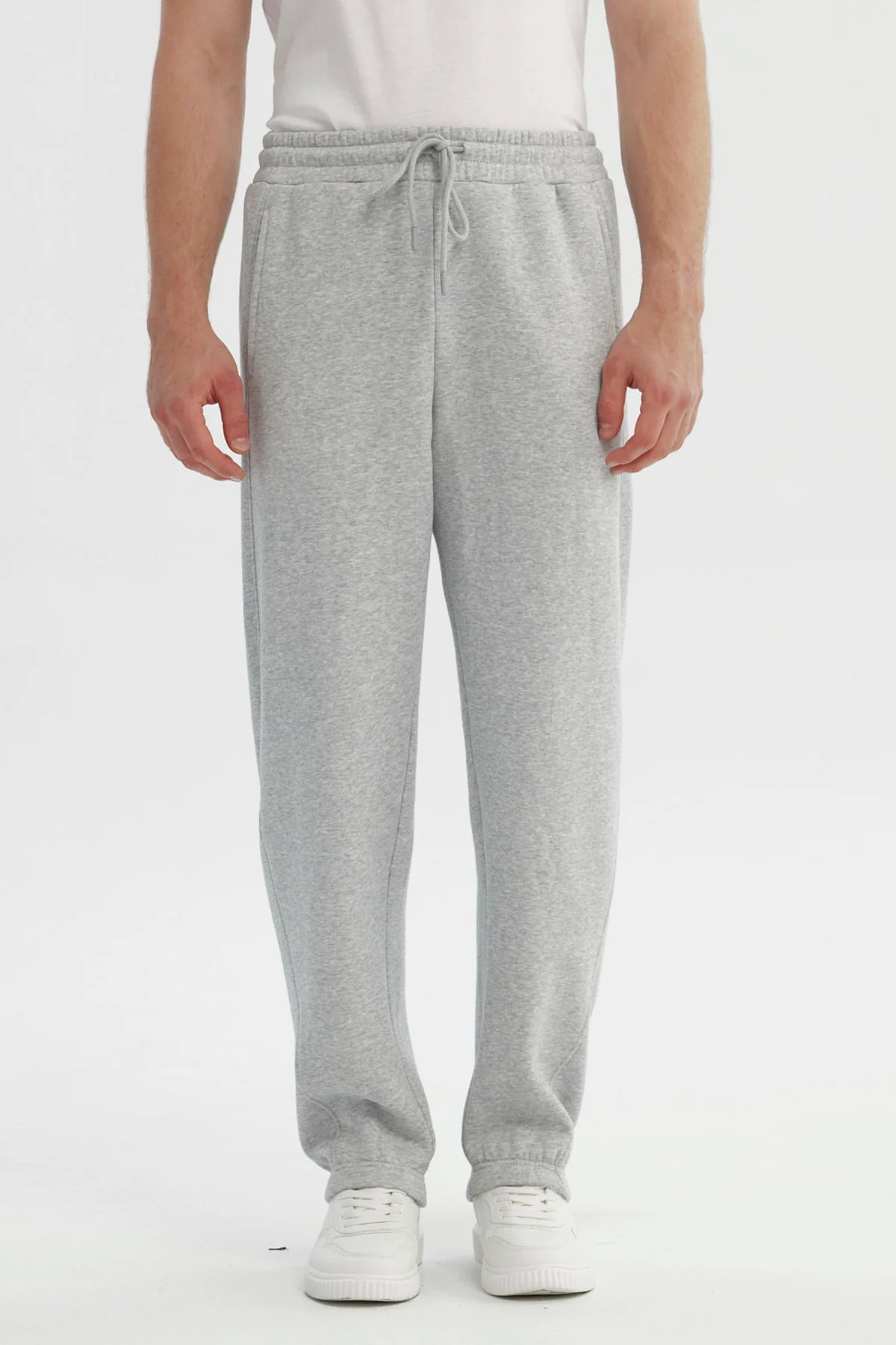 Pantalón Buzo Hombre Amplio Gris Melange