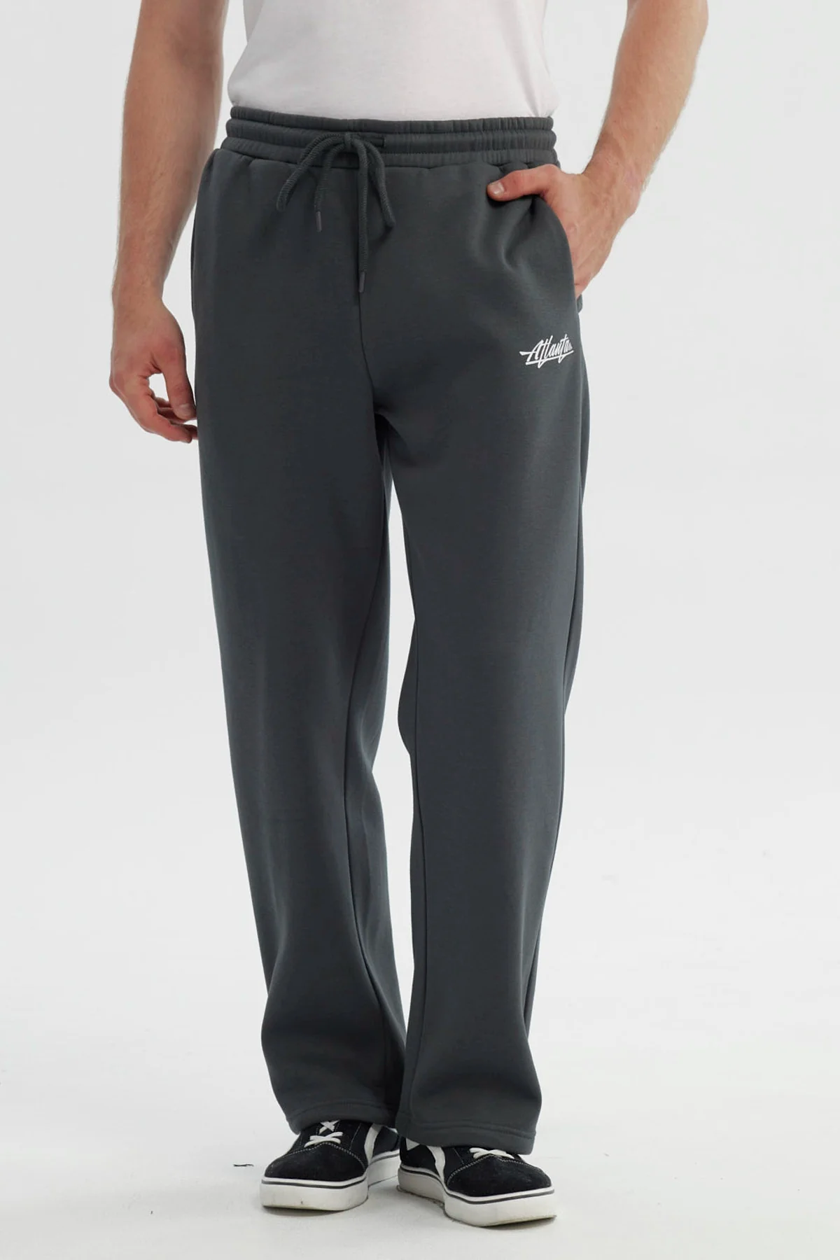 Pantalón Buzo Hombre Calce Recto Gris Oscuro