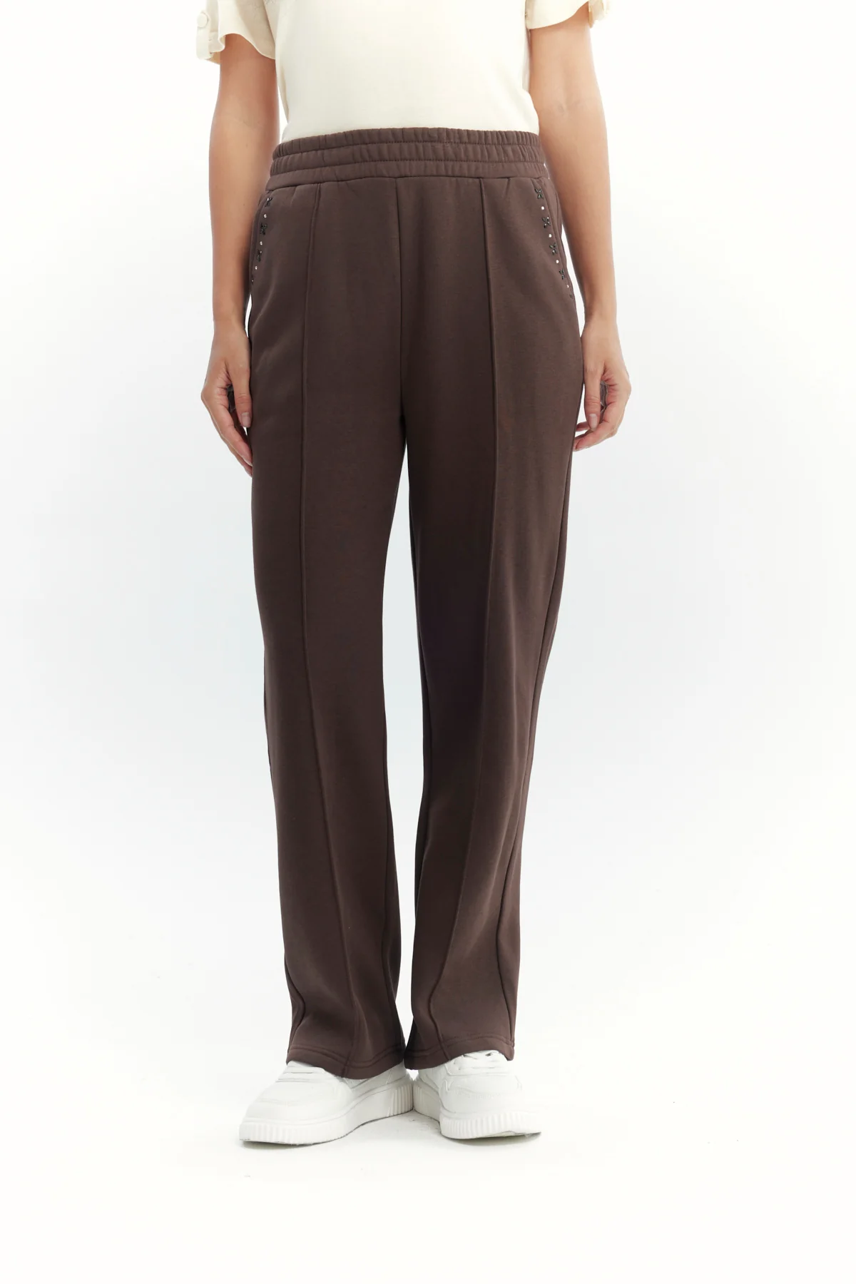 Pantalón Buzo Mujer Calce Recto Chocolate