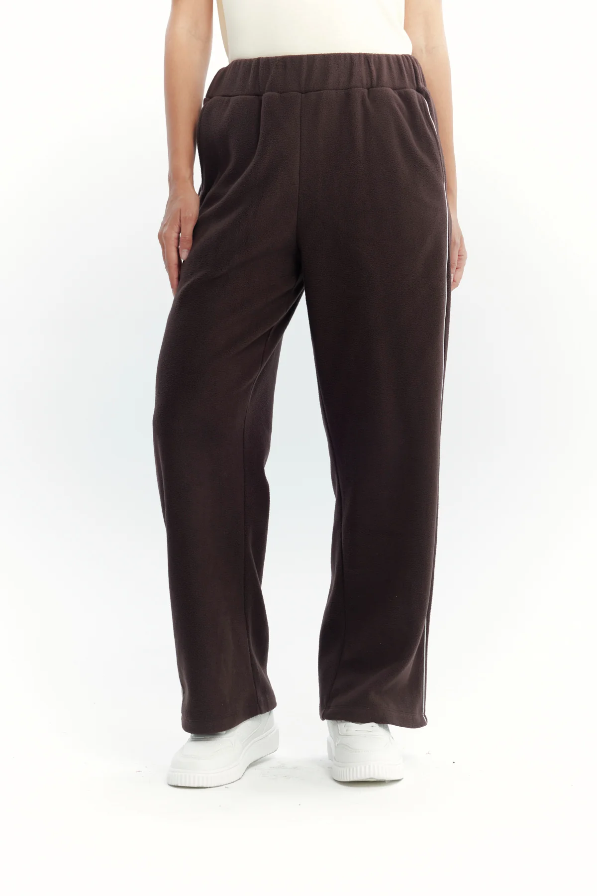 Pantalón Buzo Mujer Calce Recto Micropolar Café Oscuro