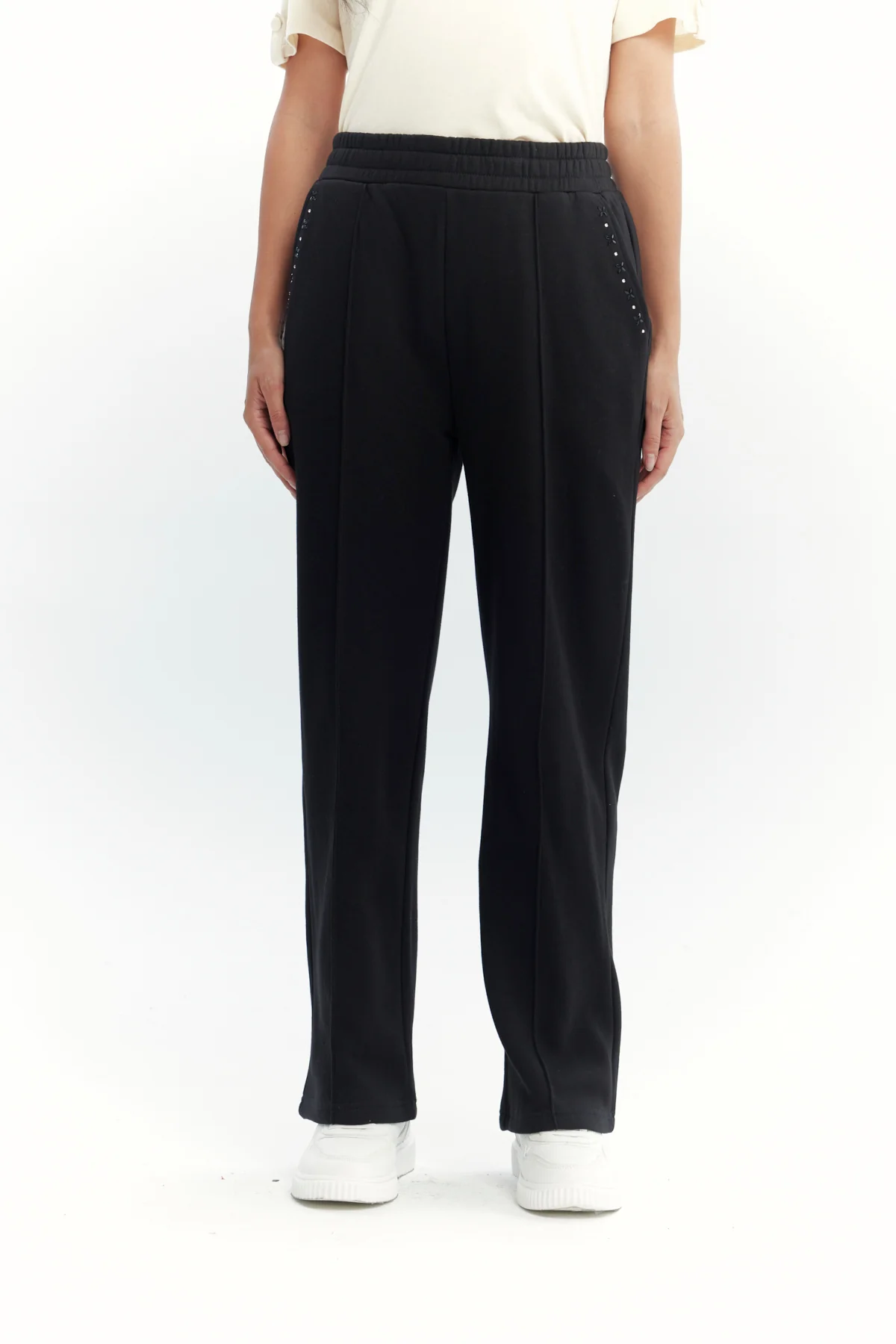 Pantalón Buzo Mujer Calce Recto Negro