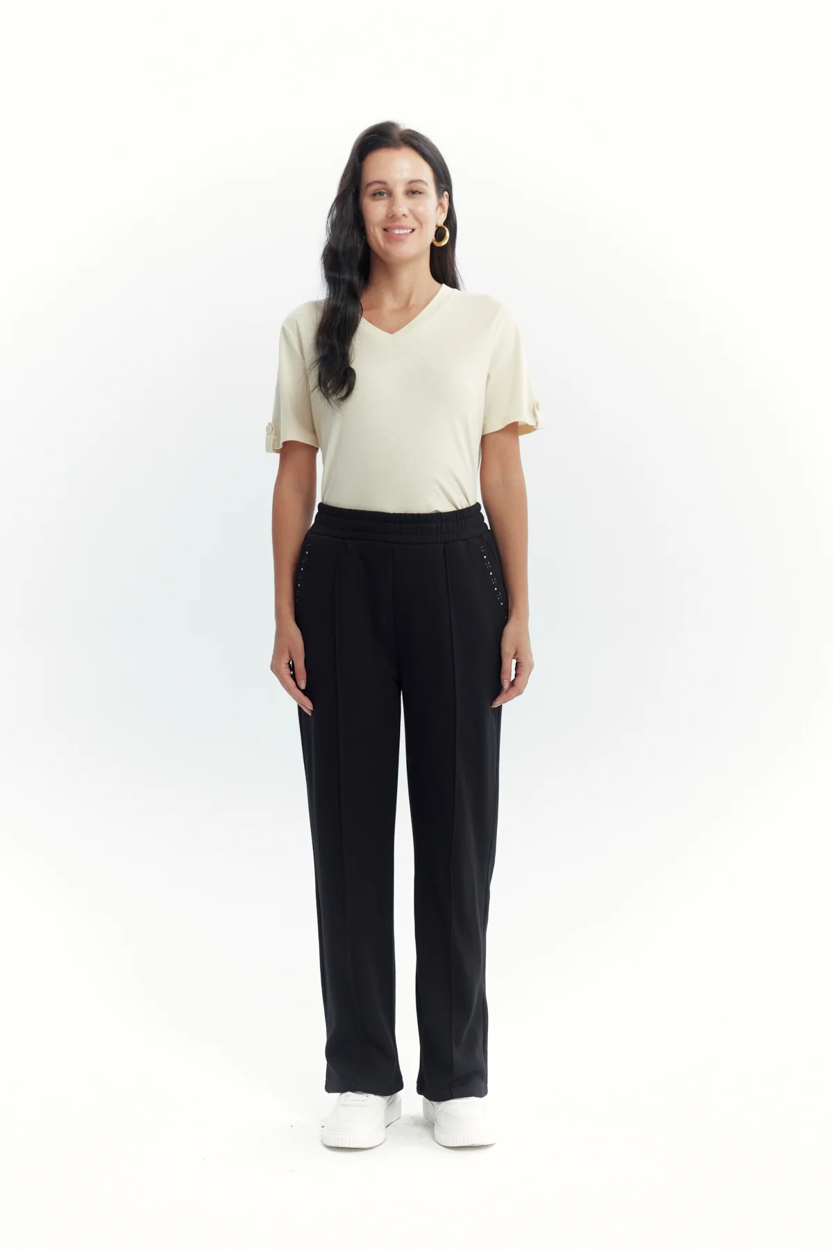 Pantalón Buzo Mujer Calce Recto Negro - Image 4