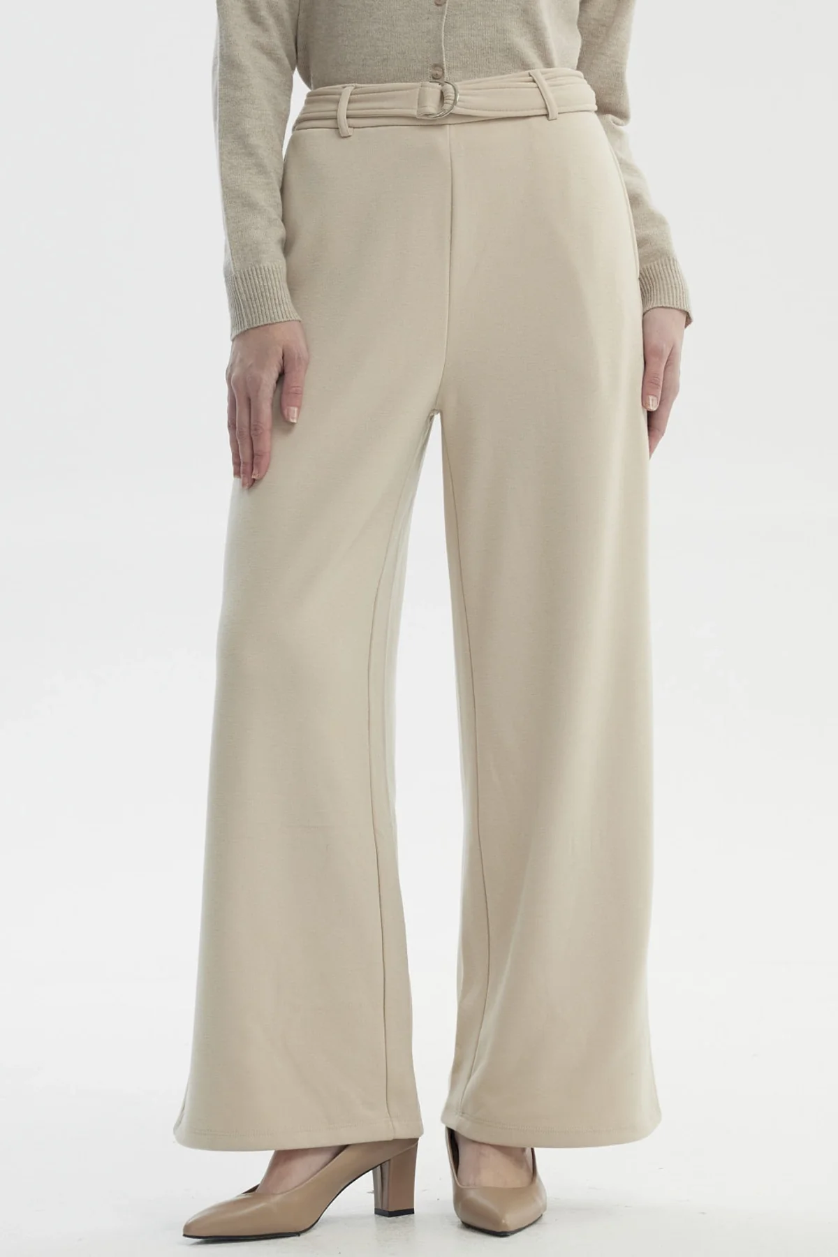 Pantalón Buzo Mujer Cinturón Arena