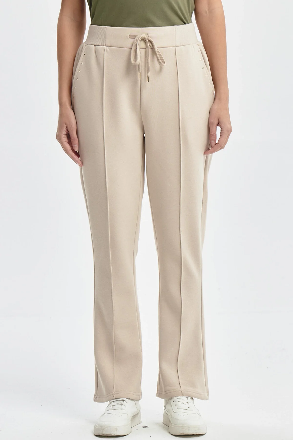Pantalón Buzo Mujer Clásico Flare Beige