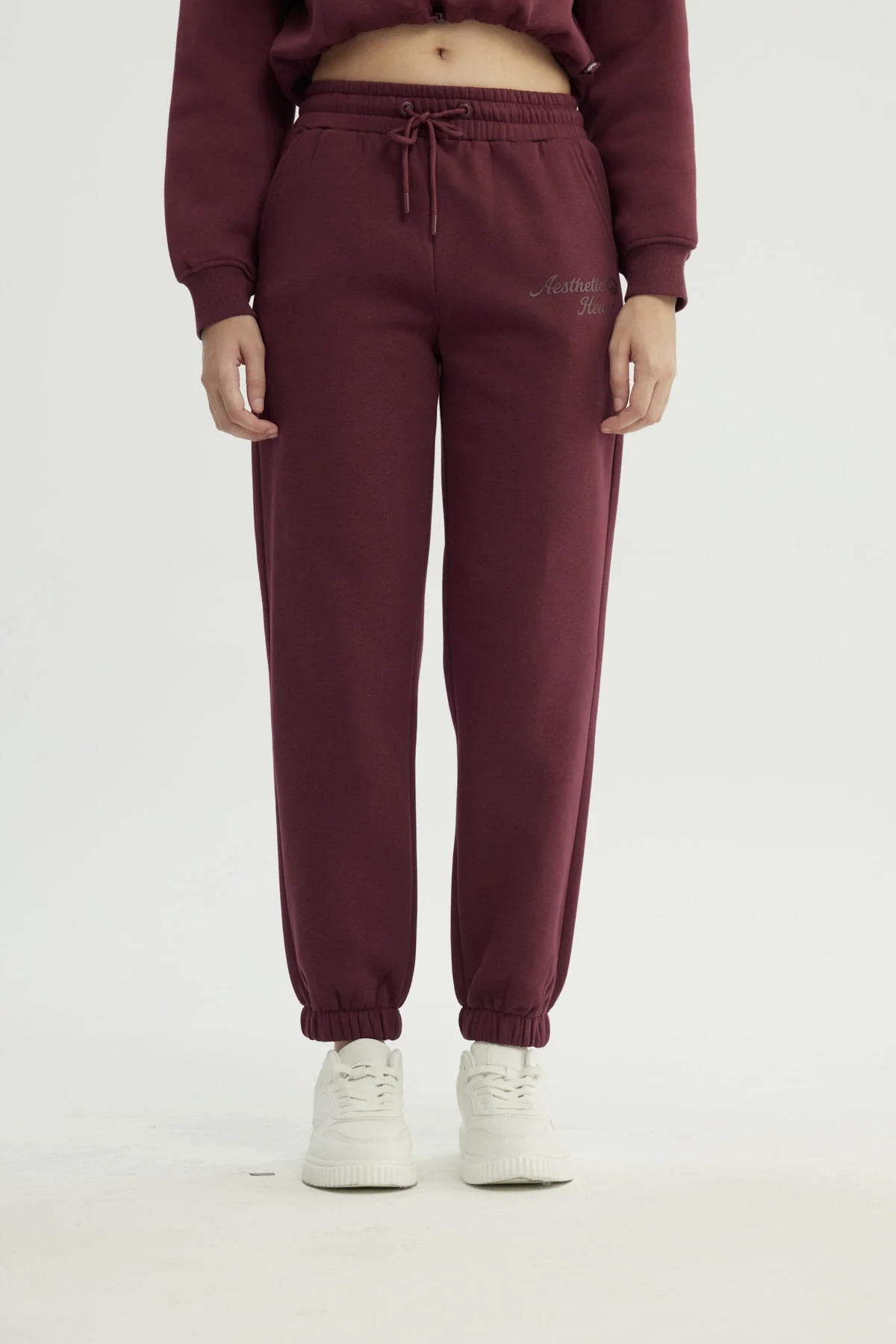 Pantalón Buzo Mujer Pitillo Burdeo