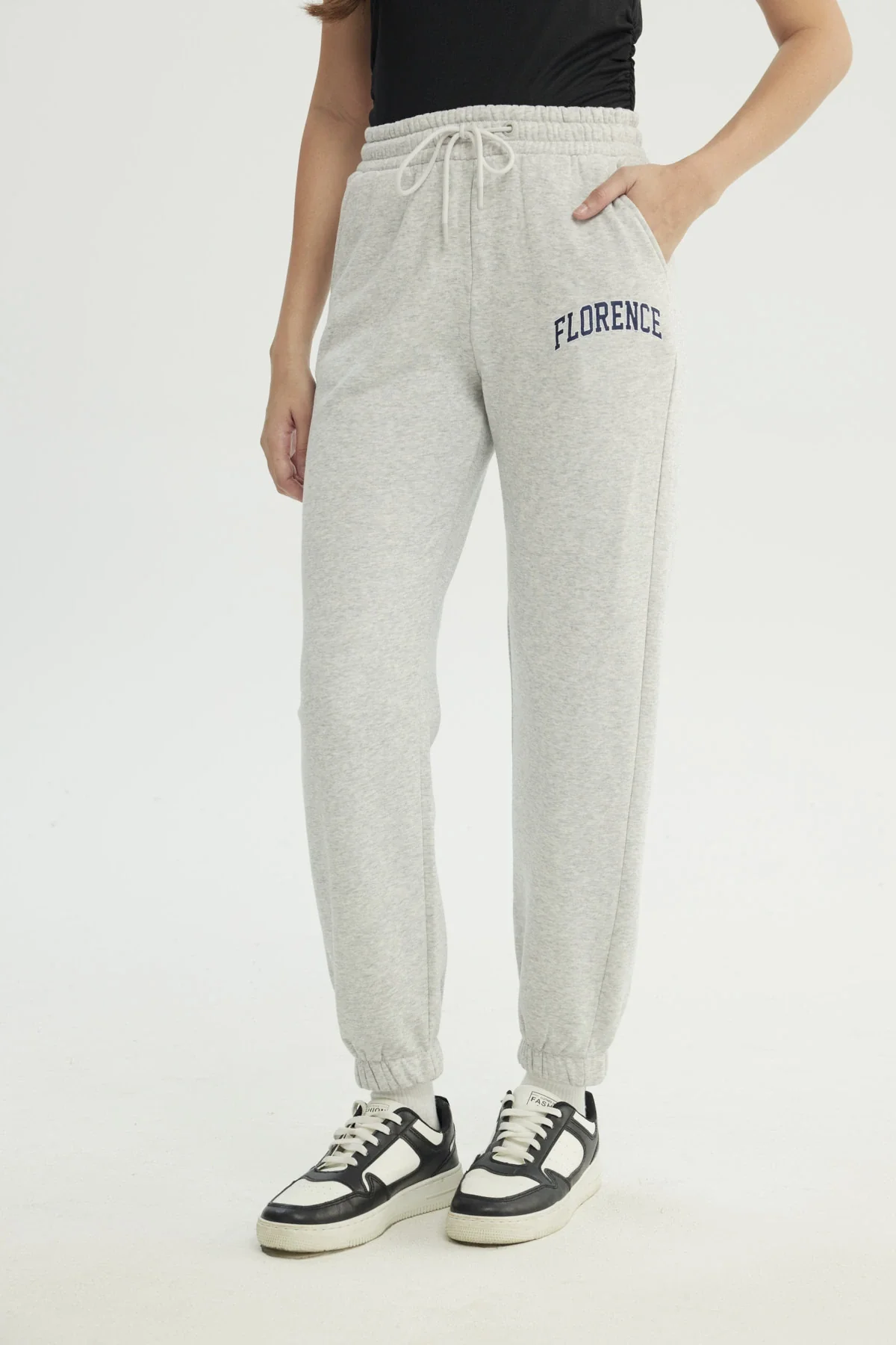 Pantalón Buzo Mujer Pitillo Gris Melange