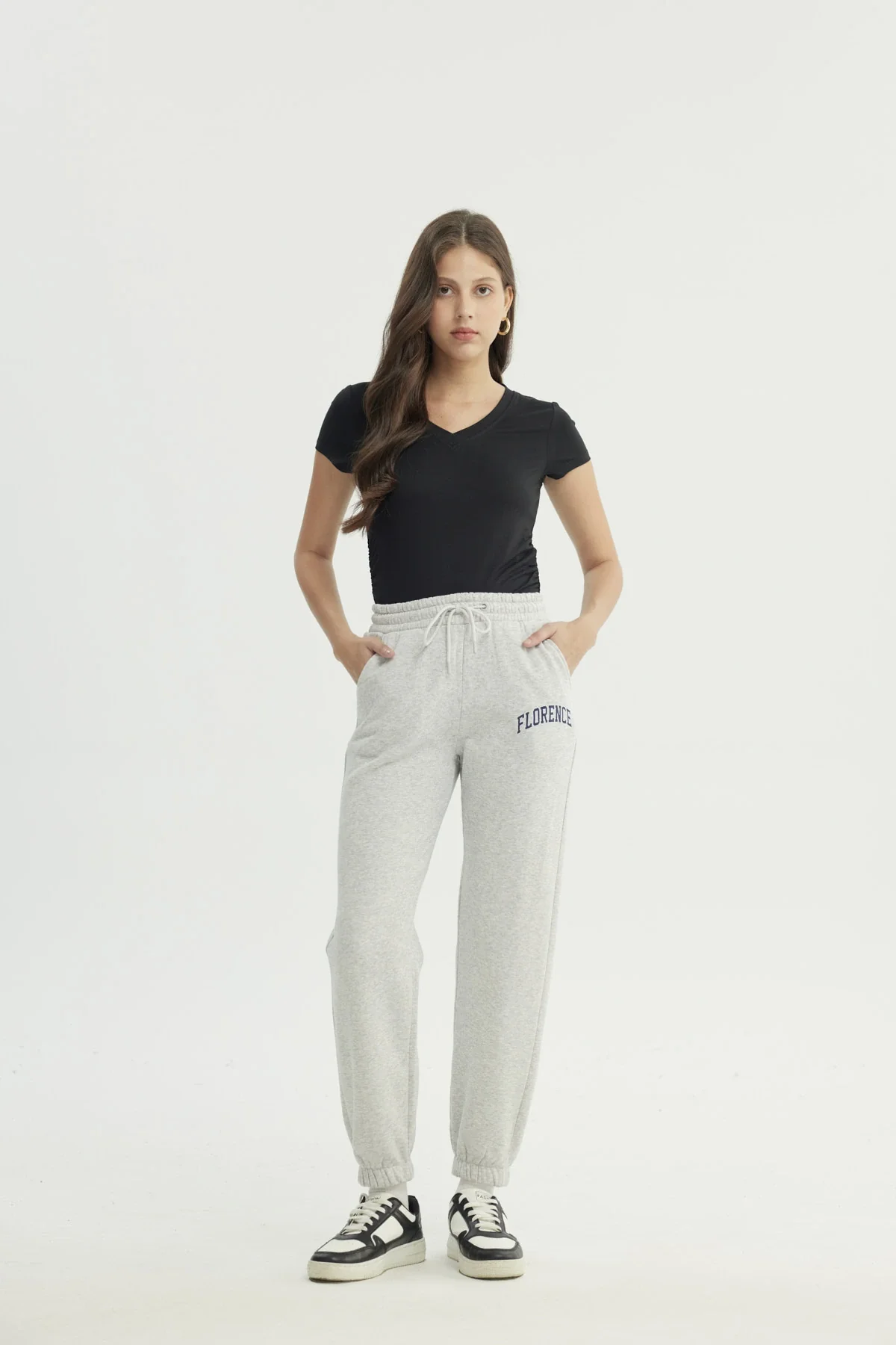 Pantalón Buzo Mujer Pitillo Gris Melange - Image 4