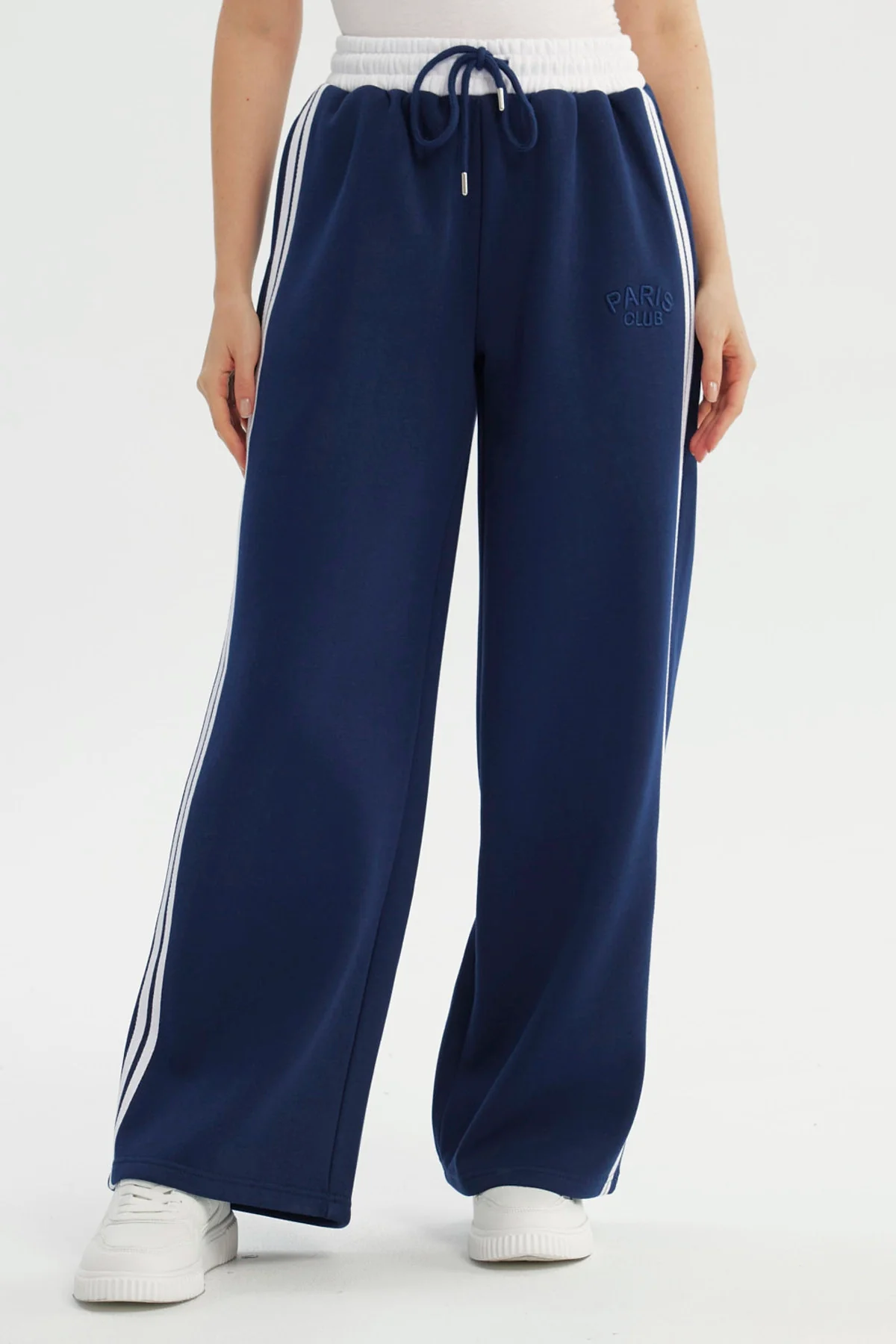 Pantalón Buzo Mujer Wide Leg Azul