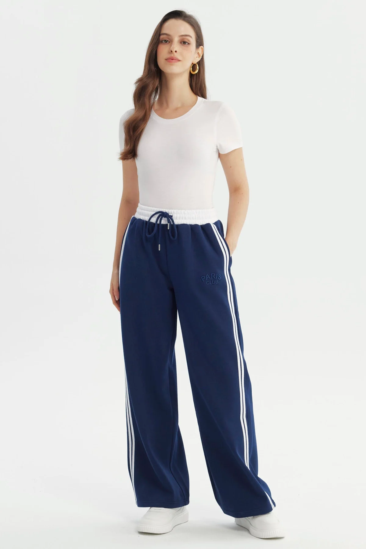 Pantalón Buzo Mujer Wide Leg Azul - Image 4