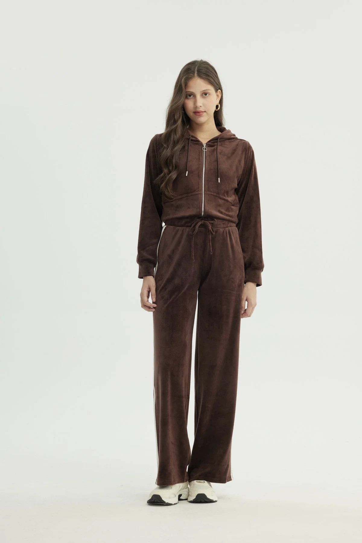 Pantalón Buzo Mujer Wide Leg Café - Image 4