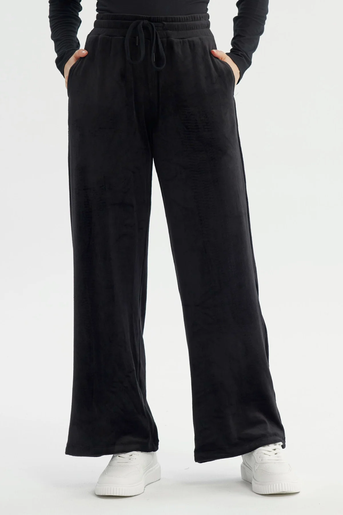 Pantalón Buzo Mujer Wide Leg Negro