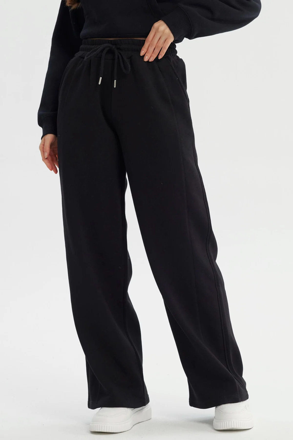 Pantalón Buzo Mujer Wide Leg Negro