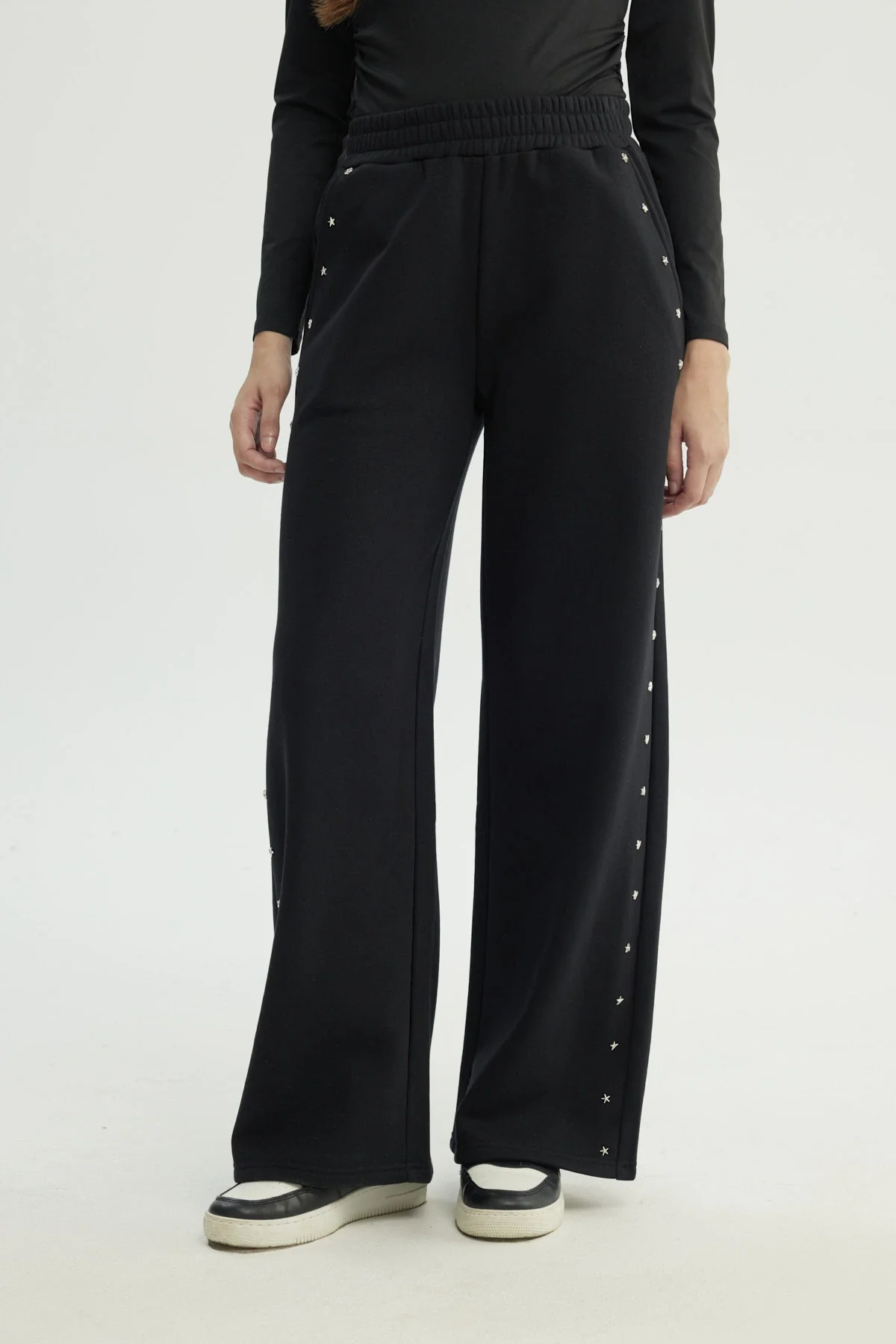 Pantalón Buzo Mujer Wide Leg Negro