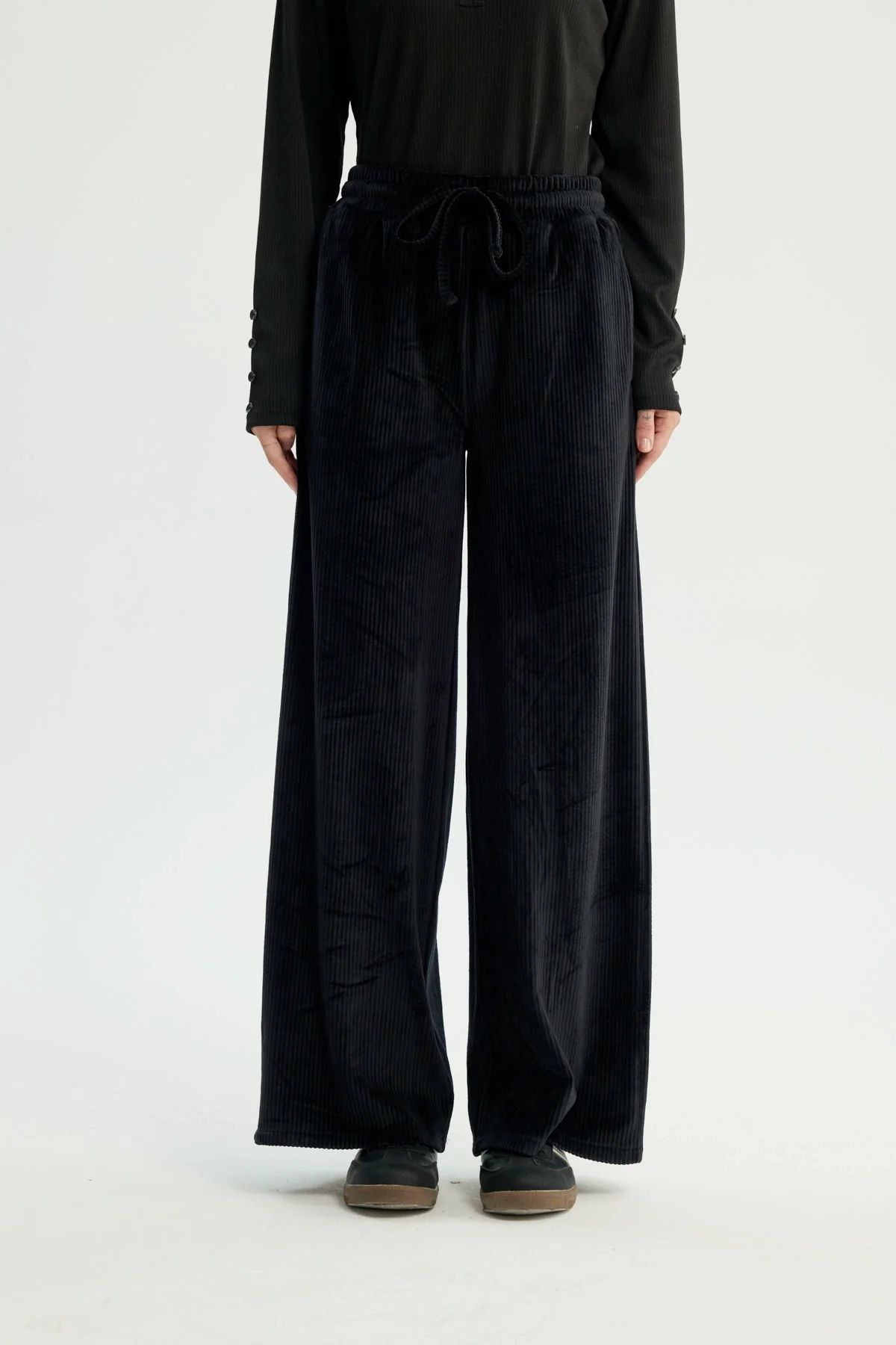 Pantalón Buzo Mujer Wide Leg Negro