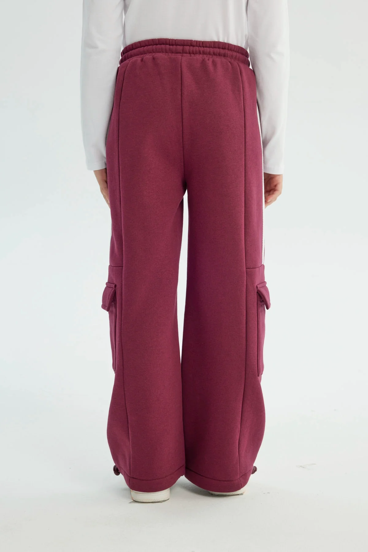 Pantalón Buzo Niña Wide Leg Burdeo - Image 3