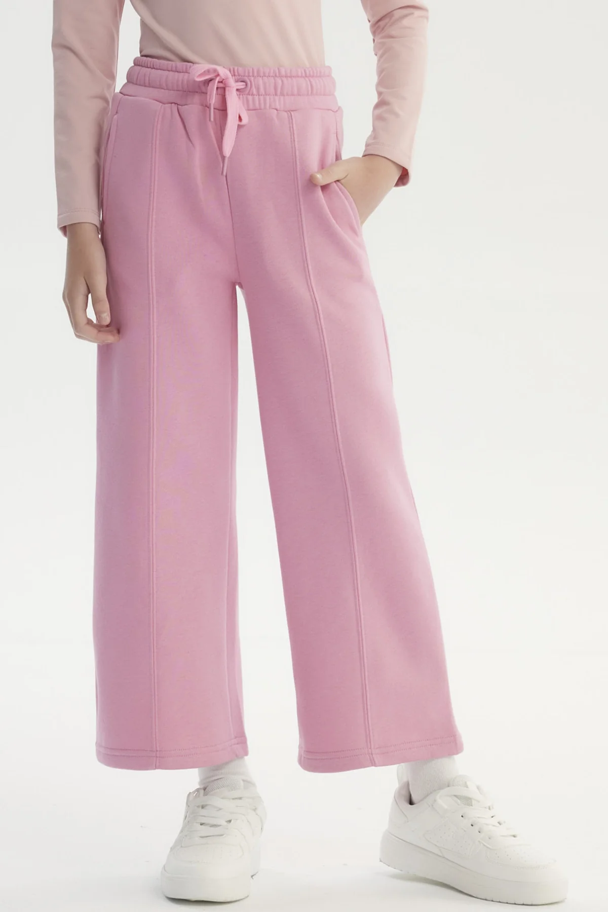 Pantalón Buzo Niña Wide Leg Rosado