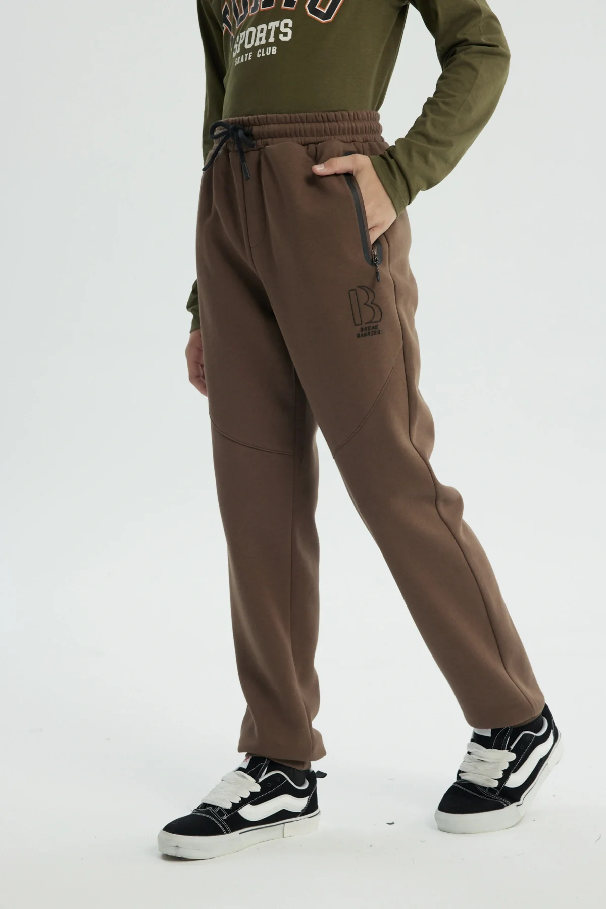 Pantalón Buzo Niño Clásico Café - Image 2