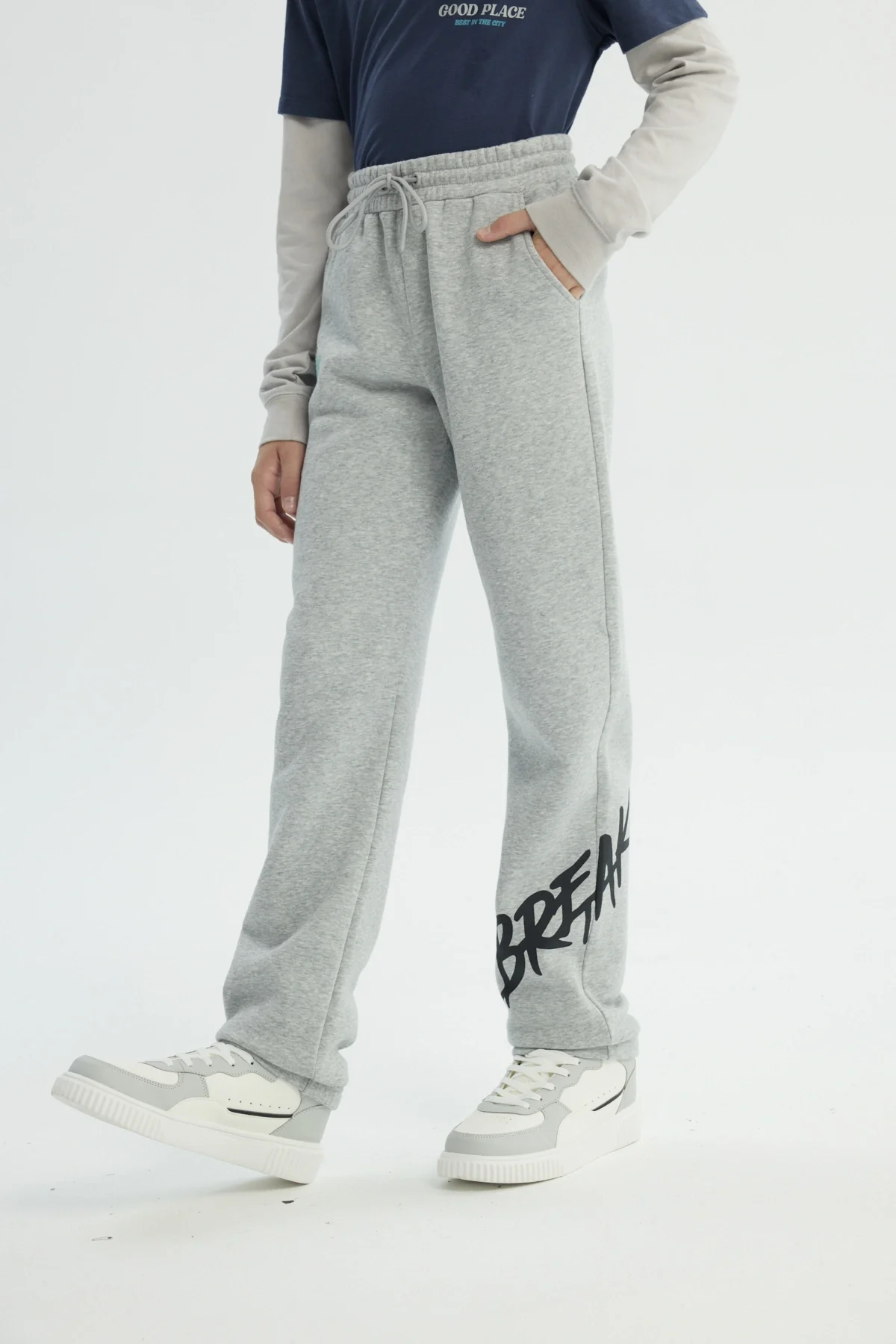 Pantalón Buzo Niño Clásico Gris Melange - Image 2