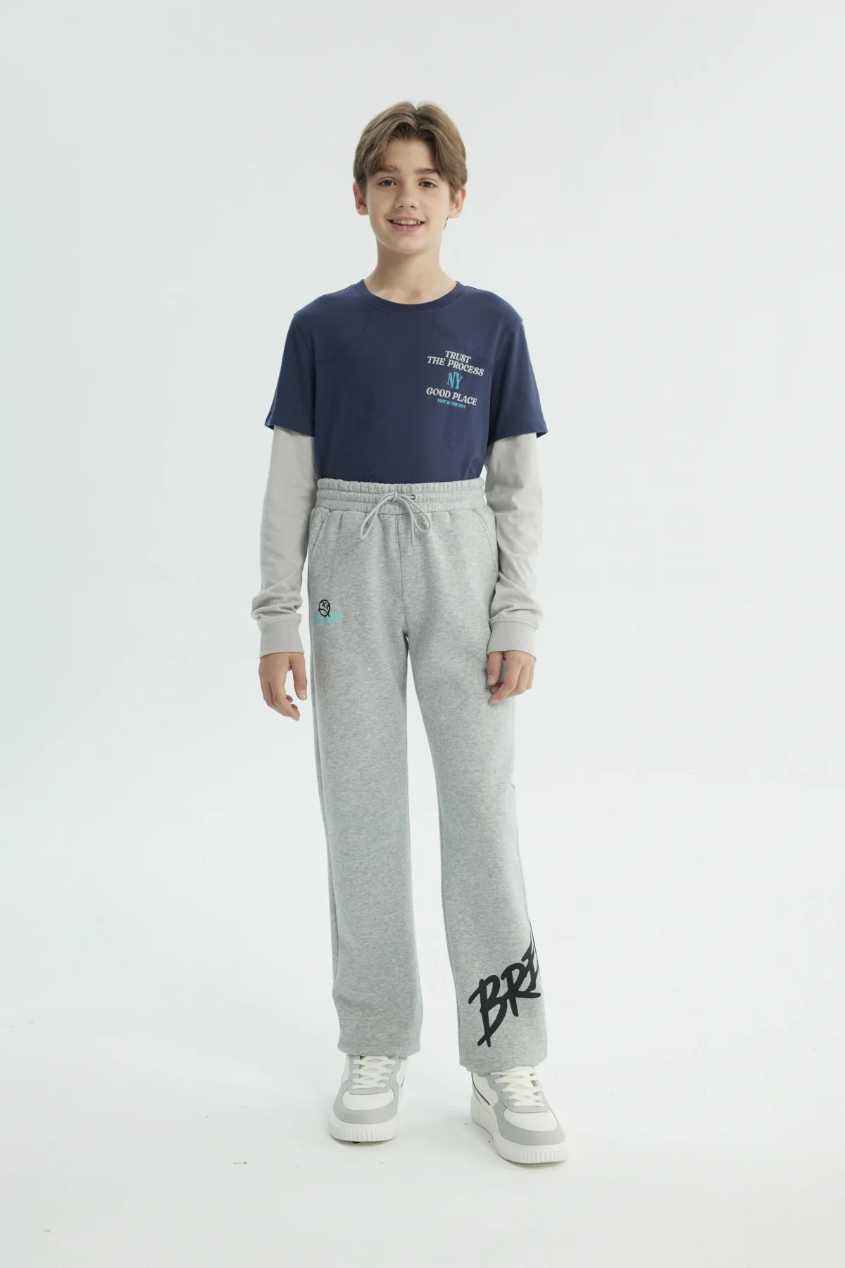 Pantalón Buzo Niño Clásico Gris Melange - Image 4