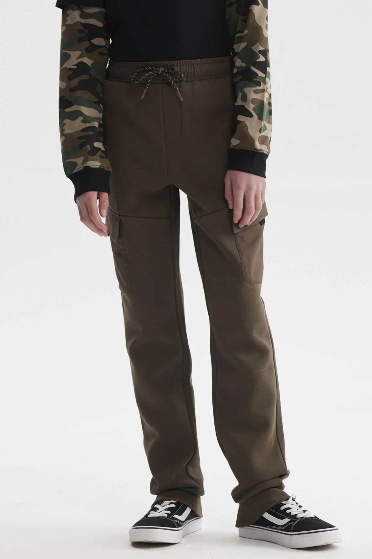Pantalón Buzo Niño Jogger Cargo Verde Militar