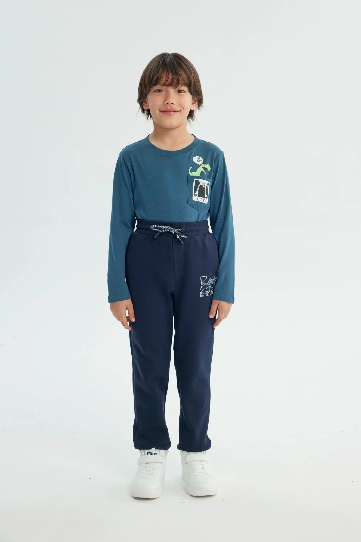 Pantalón Buzo Niño Pitillo Azul Marino - Image 4
