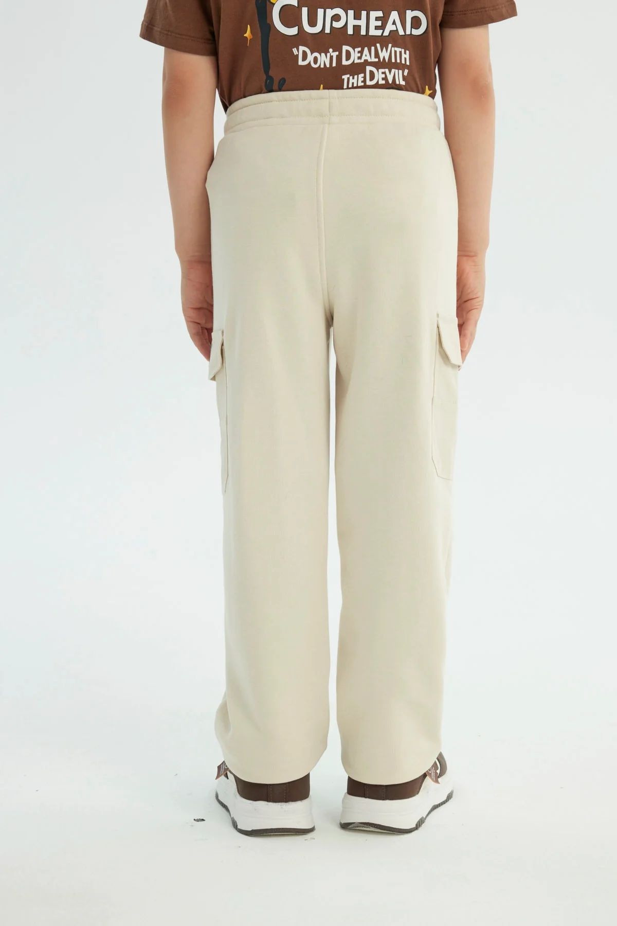 Pantalón Buzo Niño Pitillo Beige - Image 3