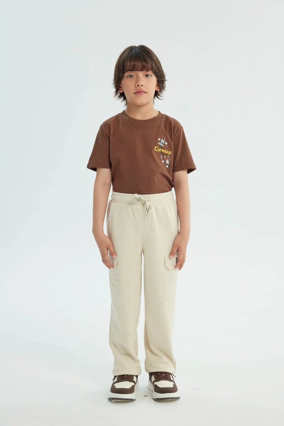 Pantalón Buzo Niño Pitillo Beige - Image 4