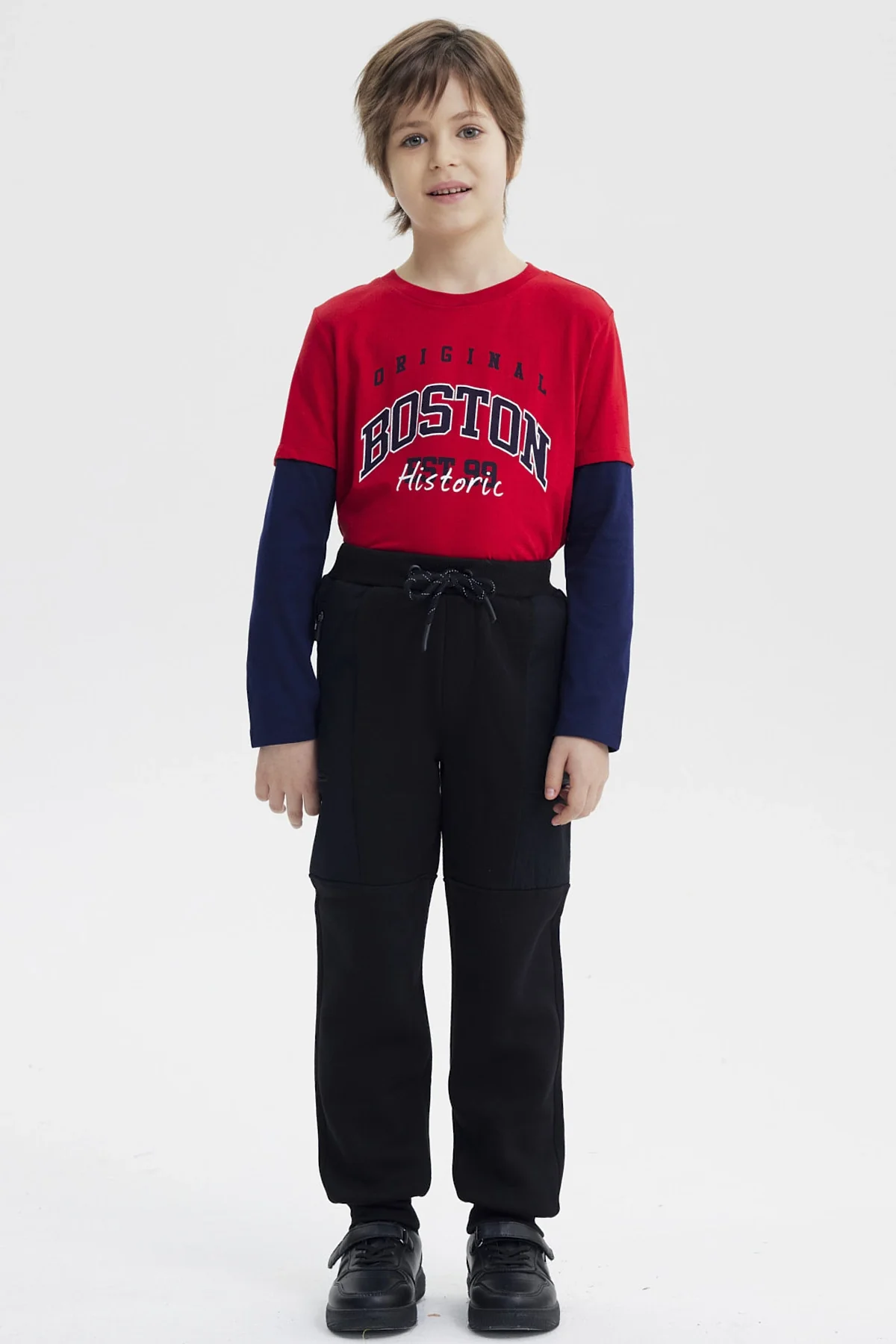 Pantalón Buzo Niño Pitillo Negro - Image 4