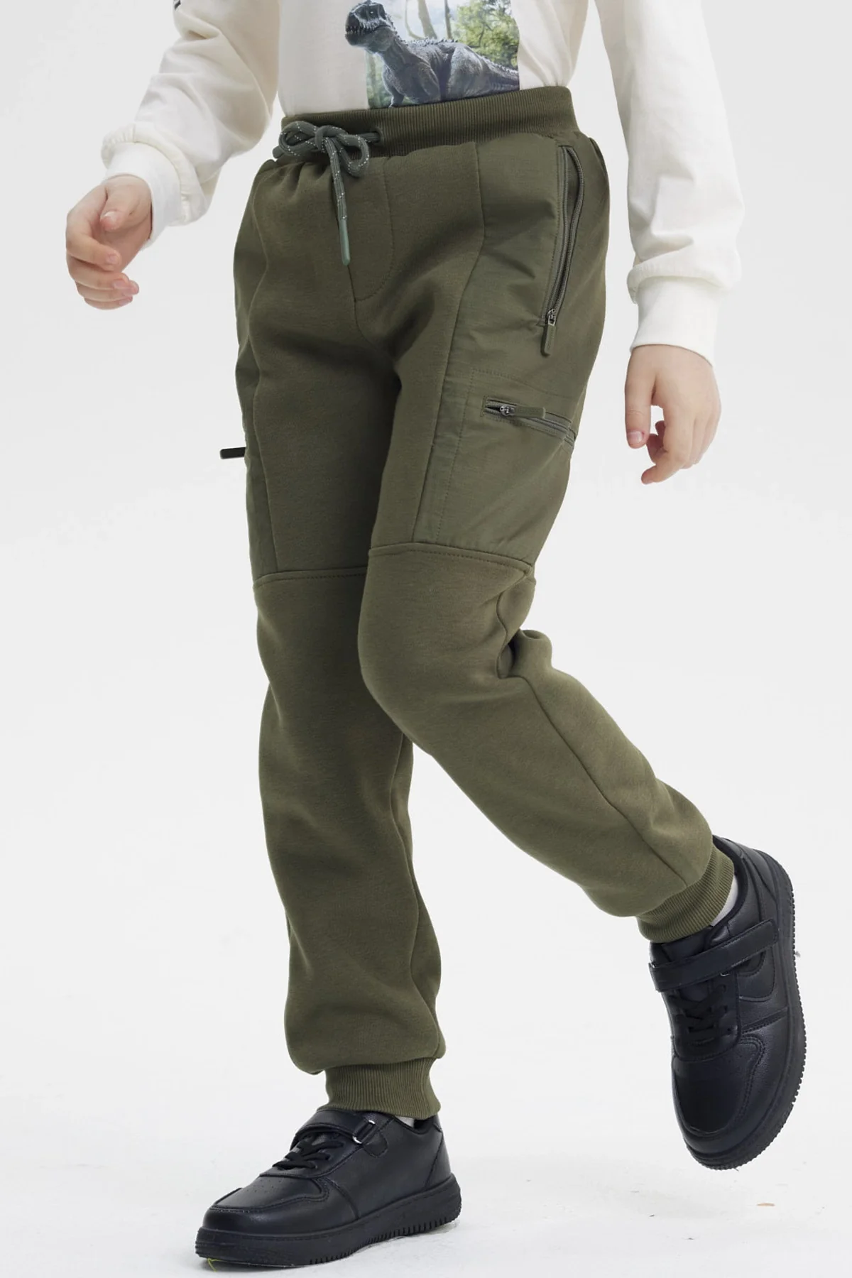 Pantalón Buzo Niño Pitillo Verde Militar - Image 2
