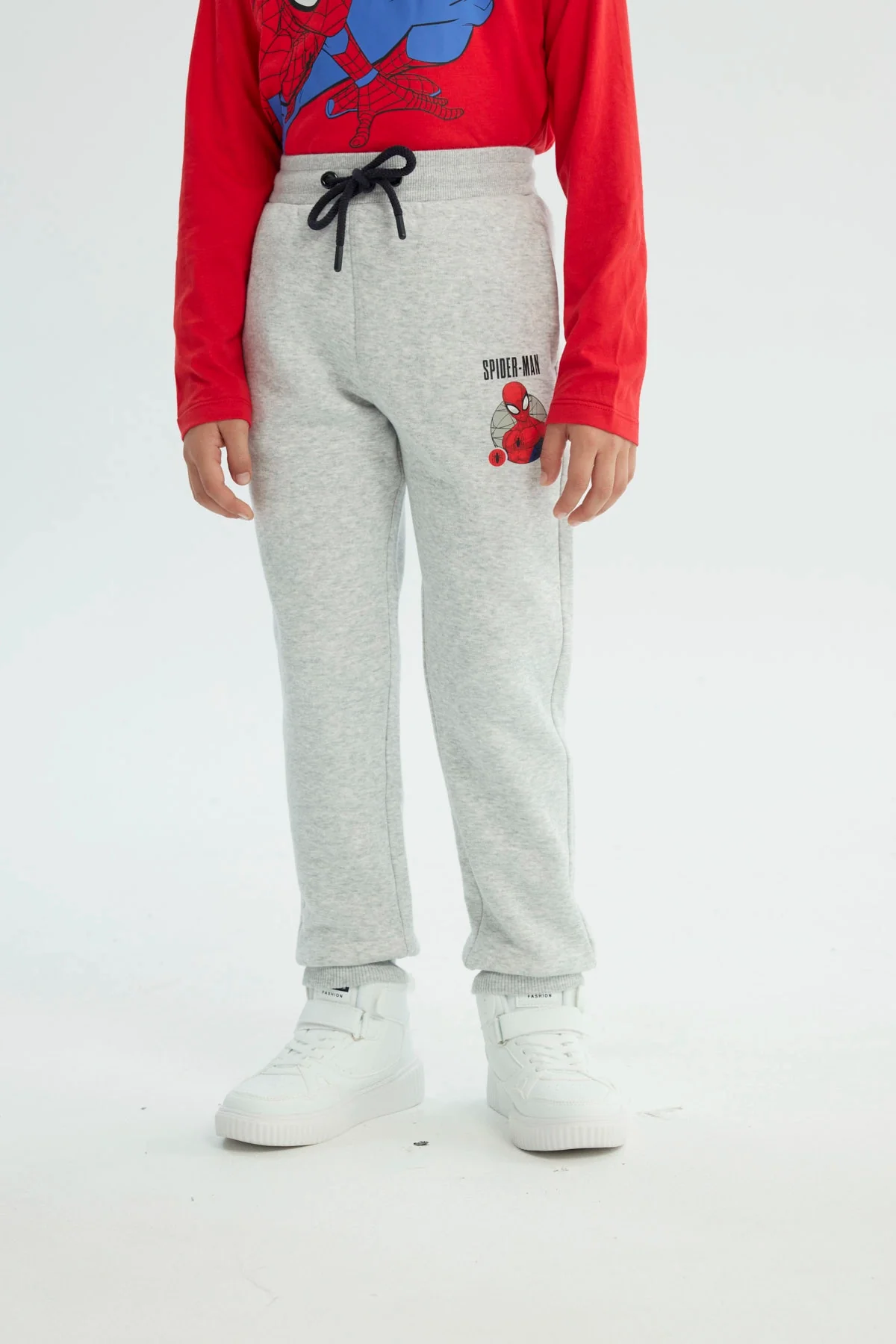 Pantalón Buzo Niño Spiderman Gris Melange Claro