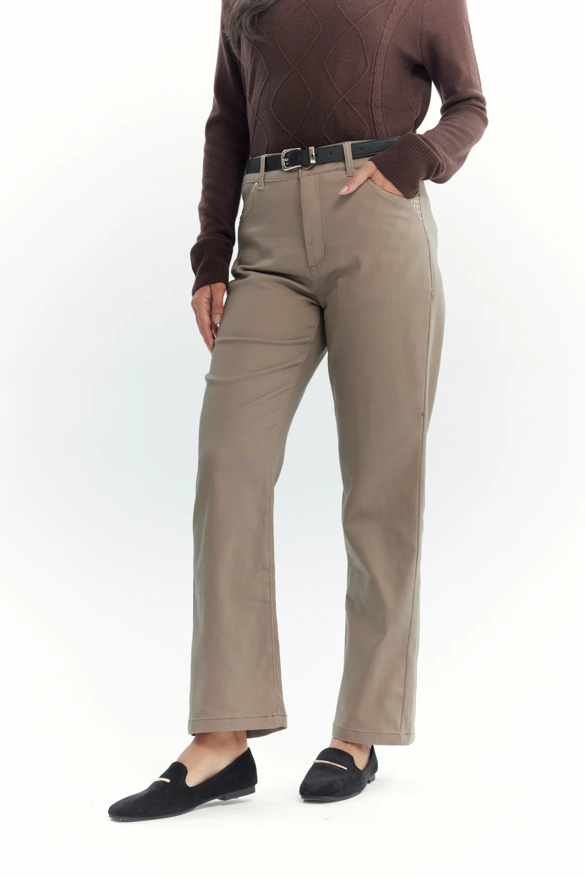 Pantalón Mujer Calce Recto Beige - Image 2