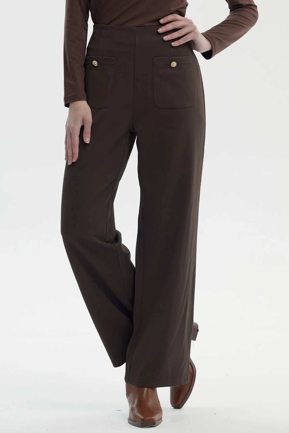 Pantalón Mujer Calce Recto Chocolate