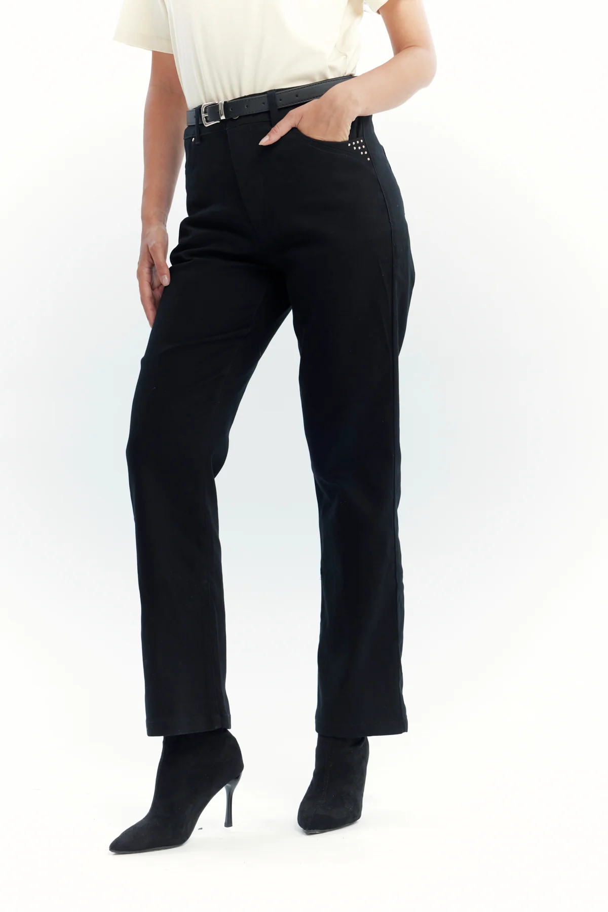 Pantalón Mujer Calce Recto Negro - Image 2