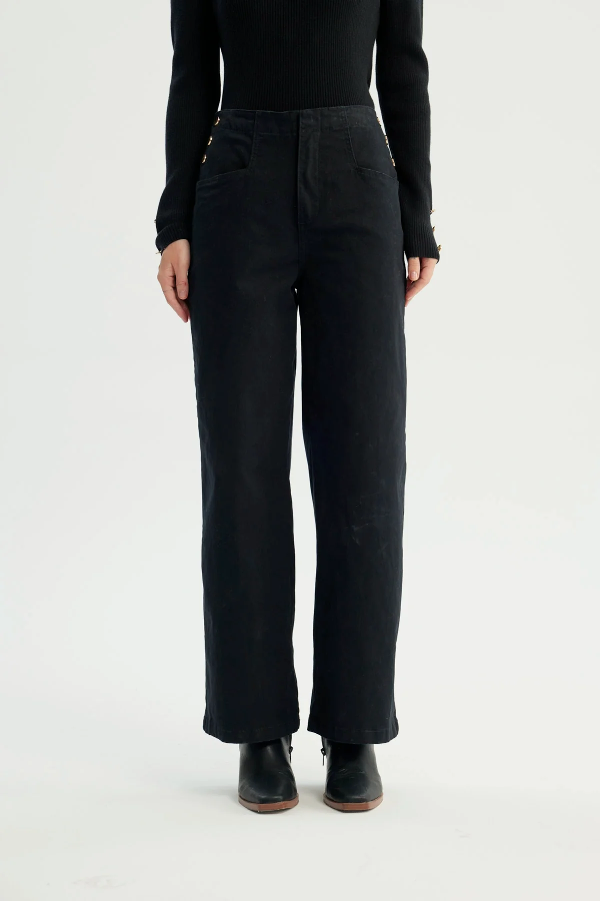 Pantalón Mujer Calce Recto Negro