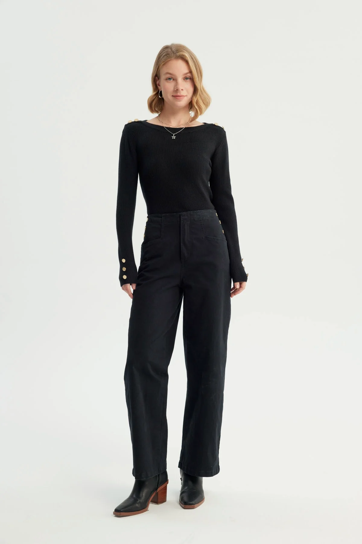 Pantalón Mujer Calce Recto Negro - Image 4