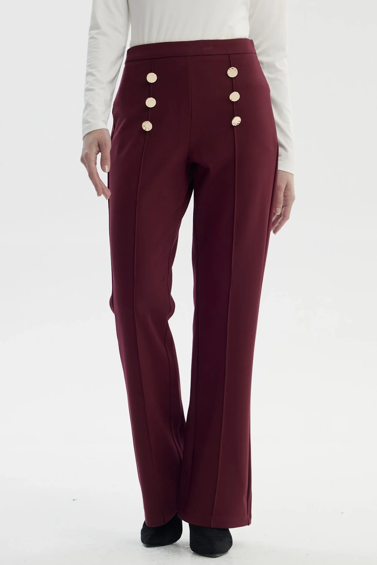 Pantalón Mujer Flare Burdeo