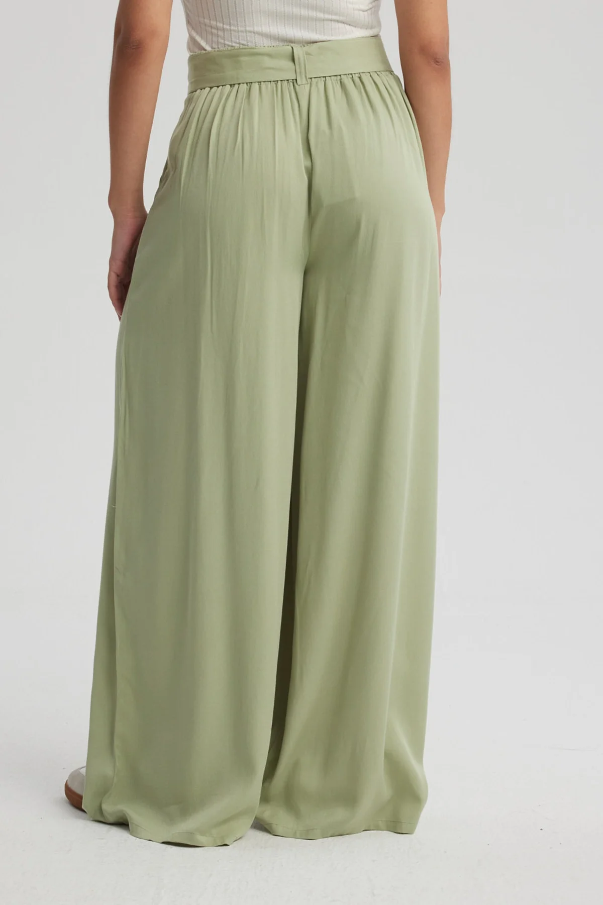 Pantalón Mujer Palazzo Cinturón Verde - Image 3