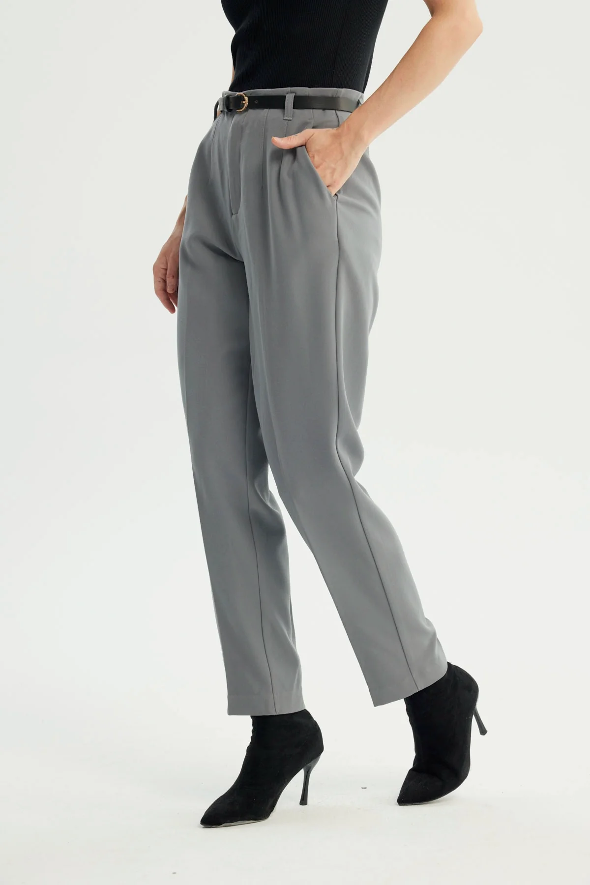 Pantalón Mujer Pitillo Gris Oscuro - Image 2