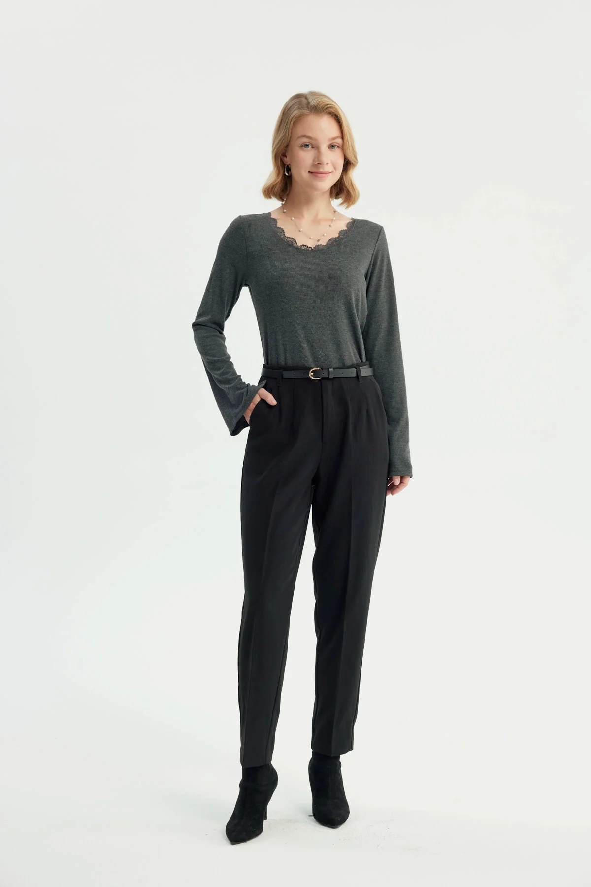 Pantalón Mujer Pitillo Negro - Image 4